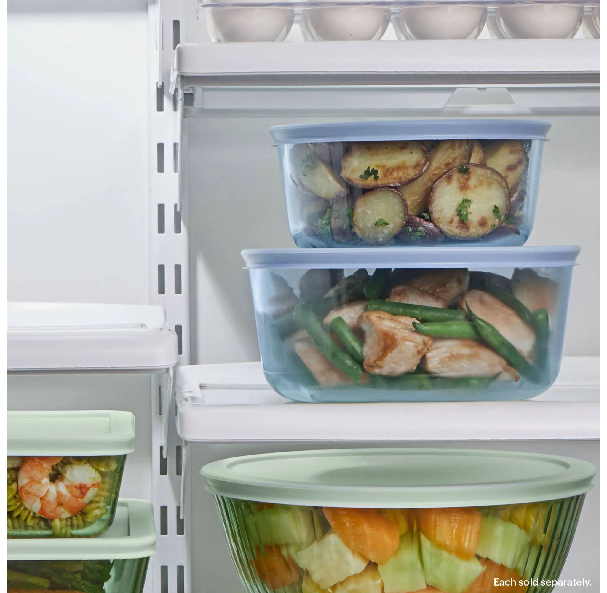 ® Simply Store® Tinted 6pc Lidded Round Storage Set Blue: Glass Bowls with Lids, Microwave-Safe, 16 Volume Capacity - Image 2