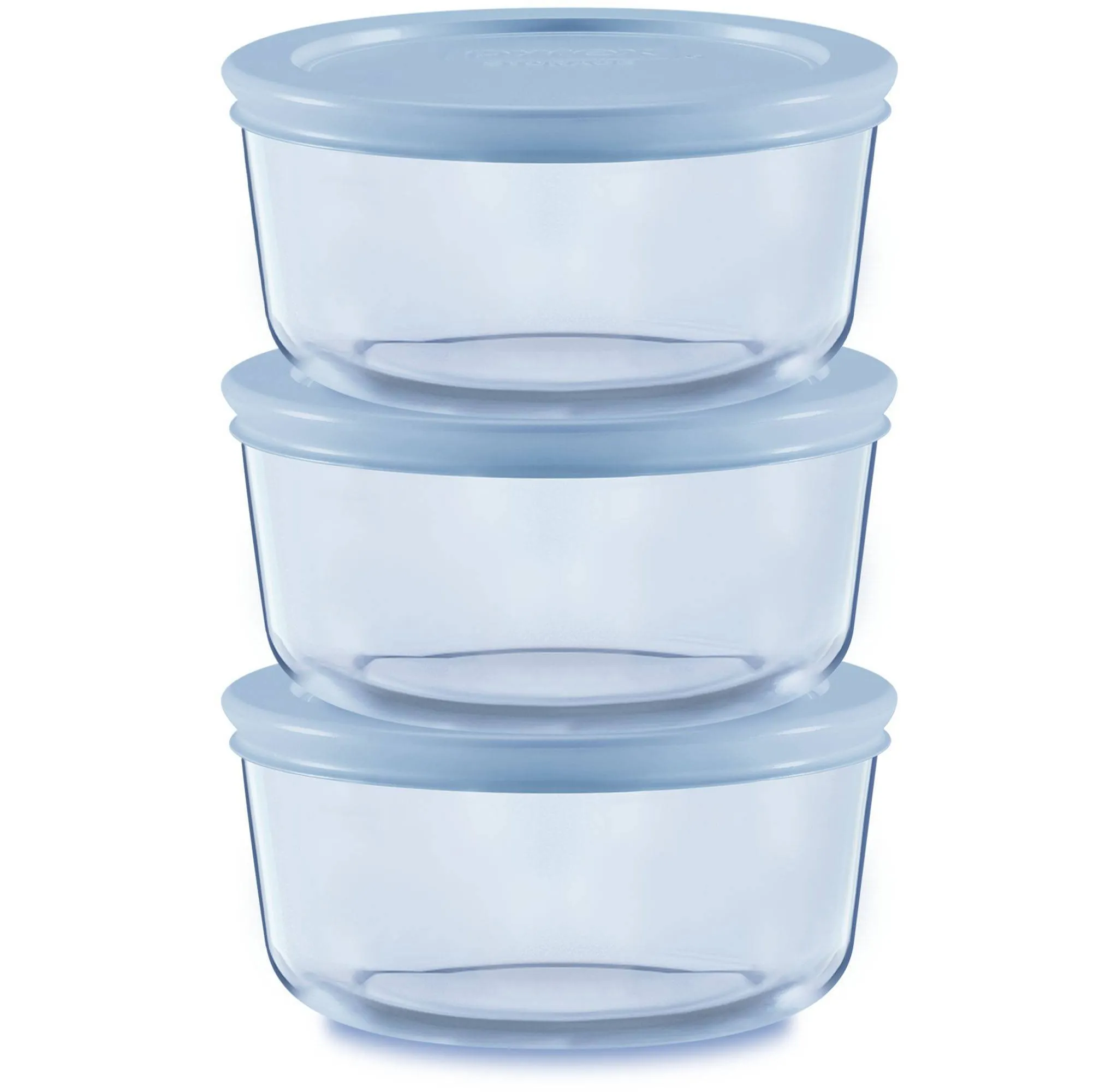 ® Simply Store® Tinted 6pc Lidded Round Storage Set Blue: Glass Bowls with Lids, Microwave-Safe, 16 Volume Capacity - Image 3