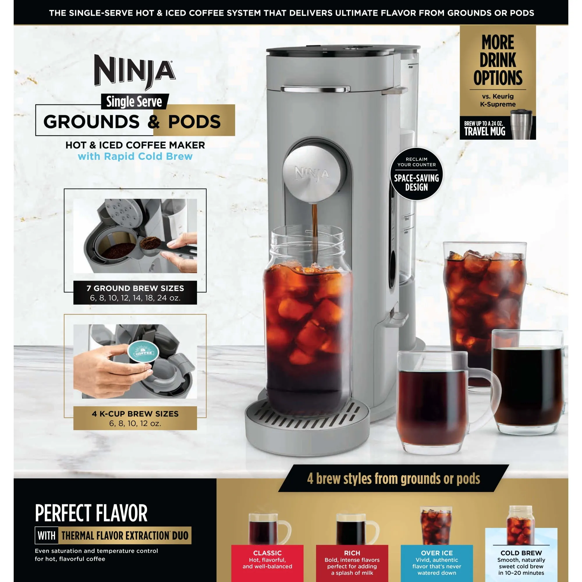 Single-Serve Coffee Brewer - Light Grey - Image 3