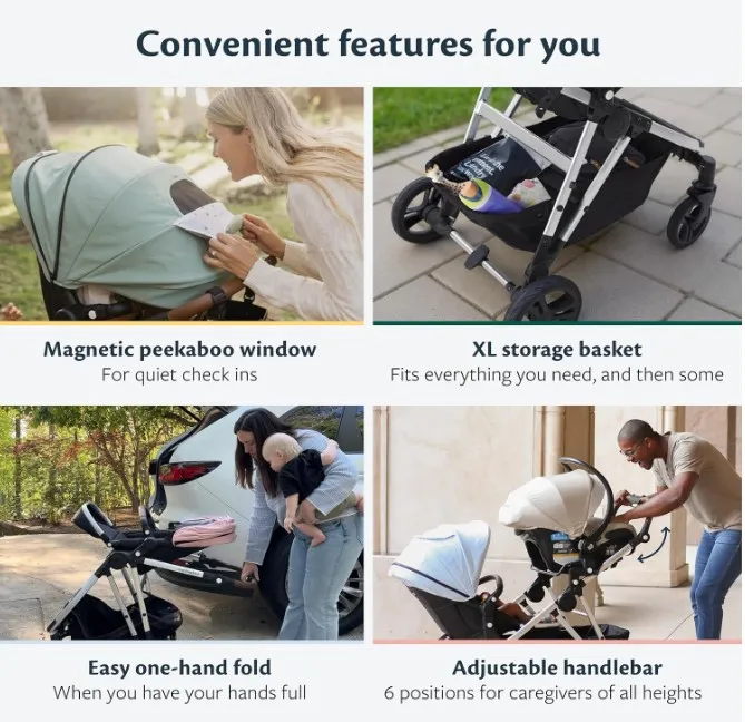 Single-to-Double Stroller 2.0 + Cup Holder - Black with Watercolor Interior Pattern - Image 4