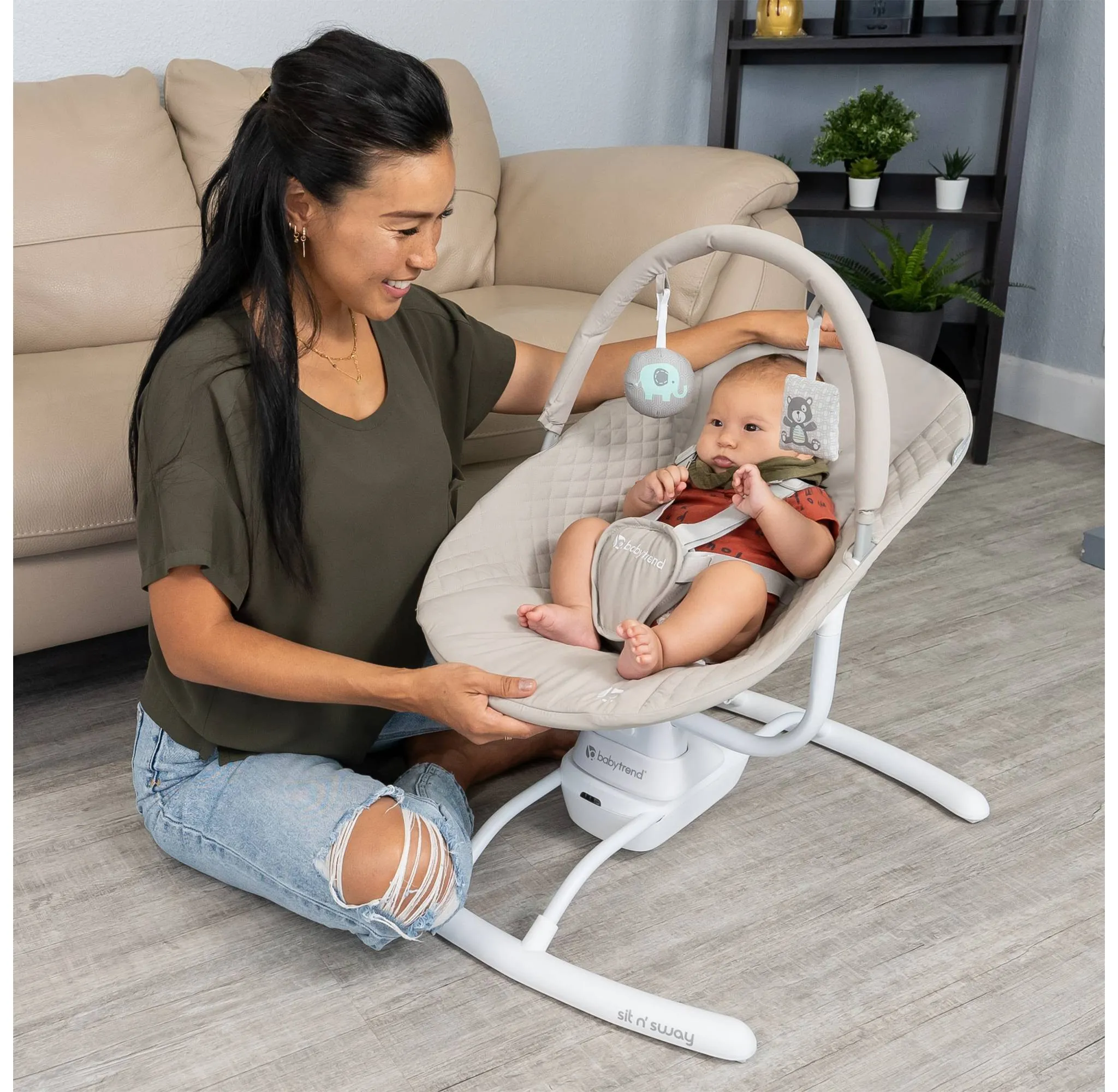 Sit N Sway Portable Baby Swing - Dash Tan - Image 2