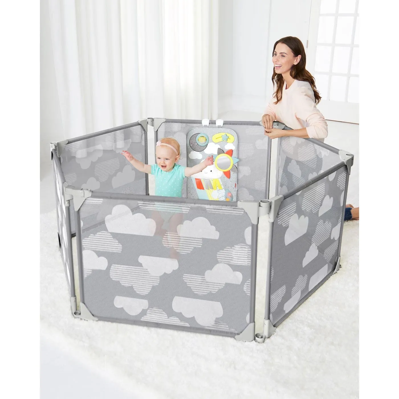 Expandable Baby Gate, Playview Enclosure, Silver Lining Cloud - Image 5