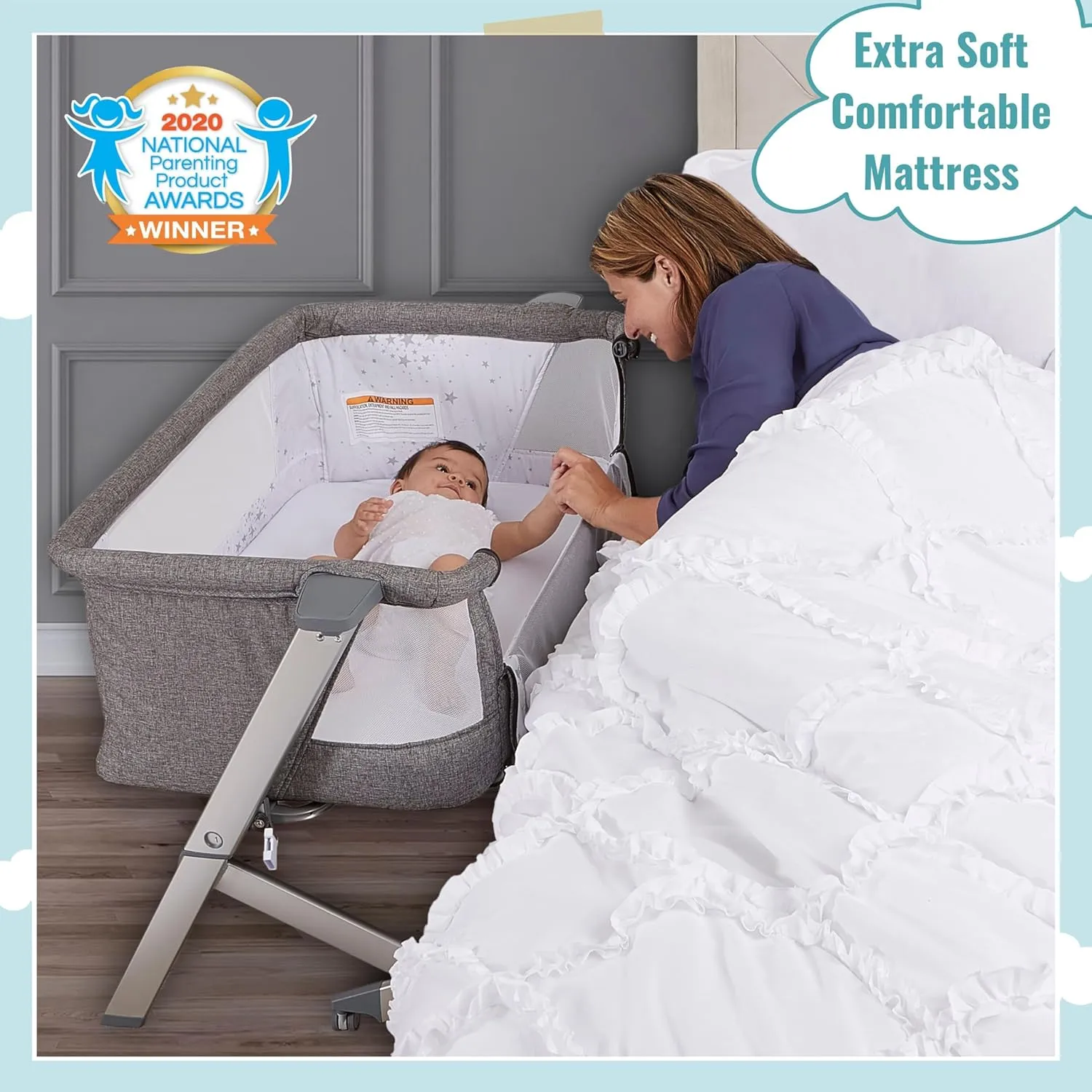 Skylar Bassinet and Bedside Sleeper - Grey - Image 3