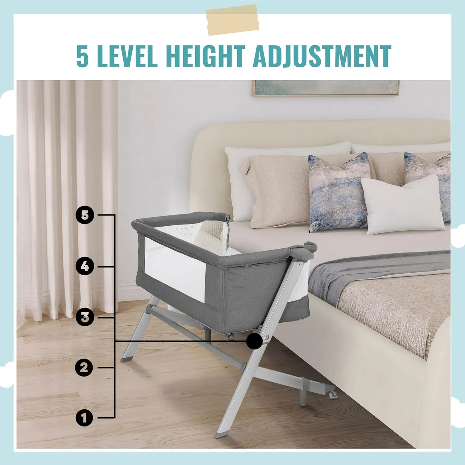 Skylar Bassinet and Bedside Sleeper - Grey - Image 5