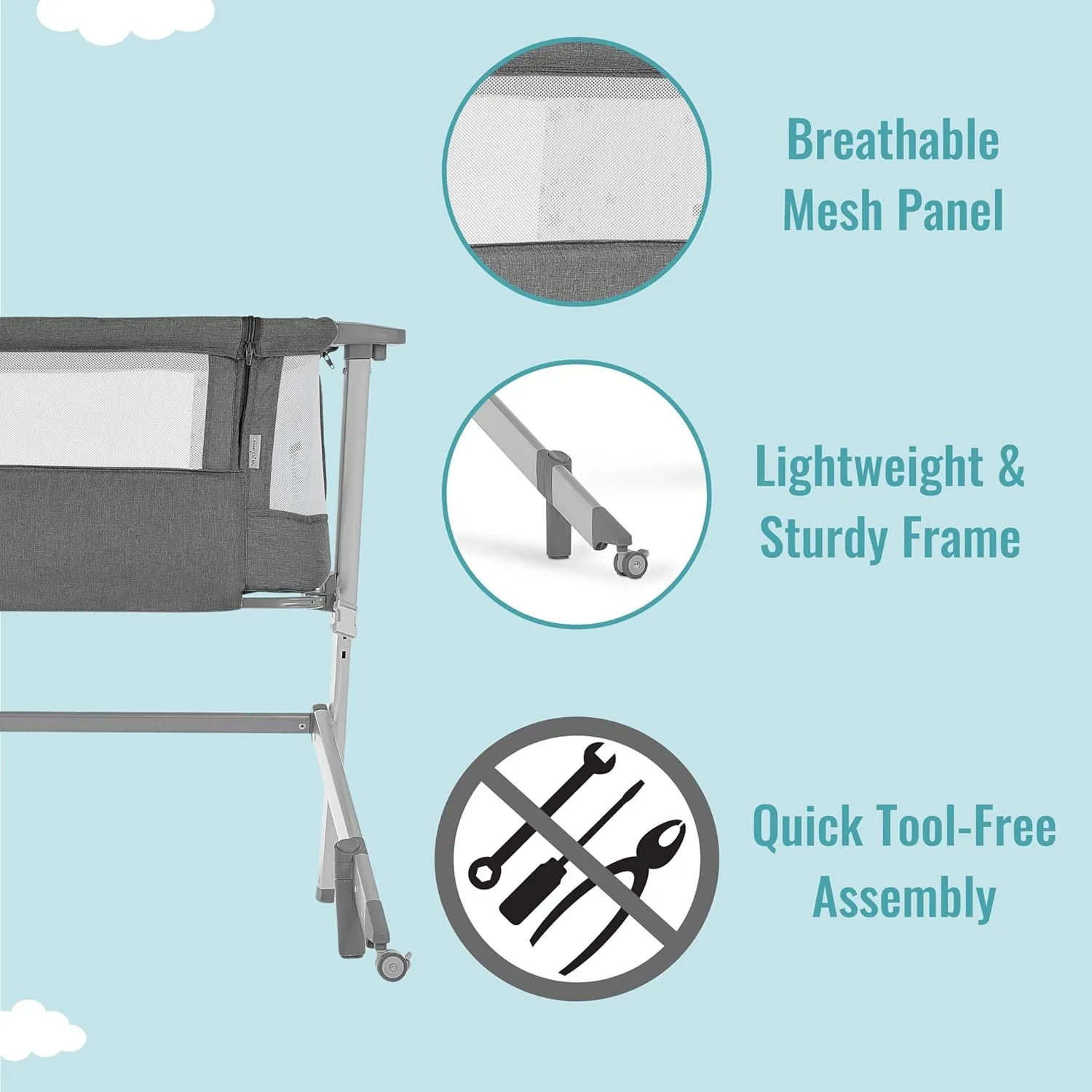 Skylar Bassinet and Bedside Sleeper - Grey - Image 6