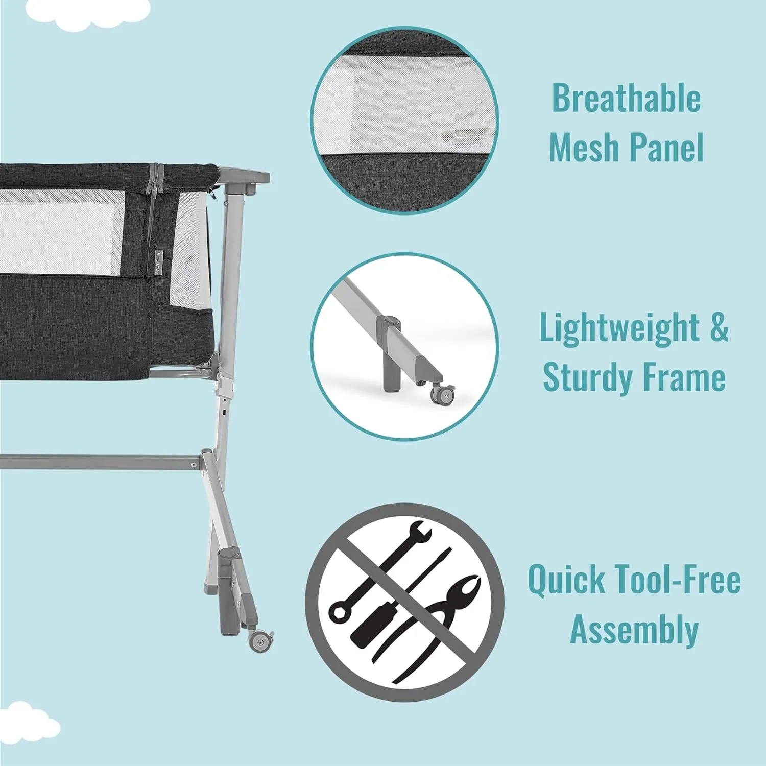 Skylar Bassinet and Beside Sleeper in Black - Image 7