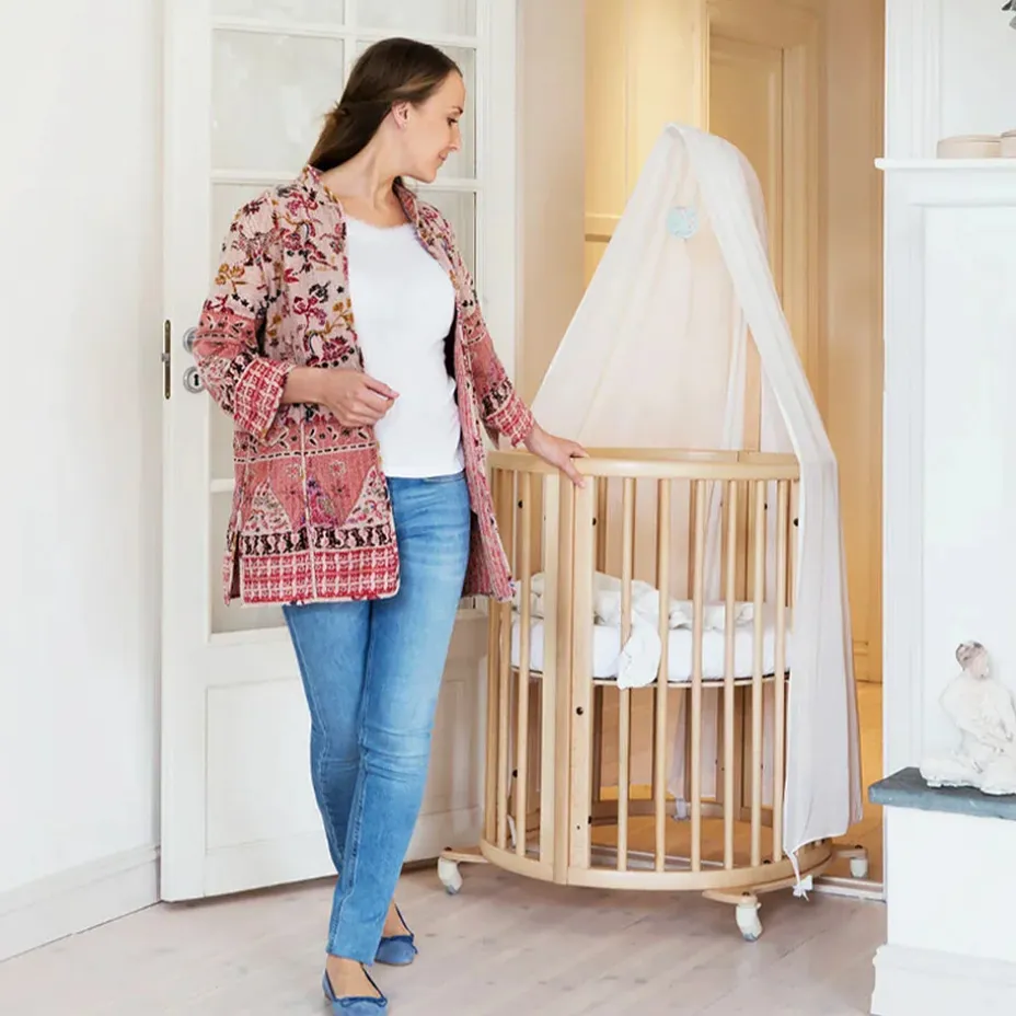 Sleepi Modern Classic Natural Solid Beech Wood Baby Crib Drape Rod - Image 3