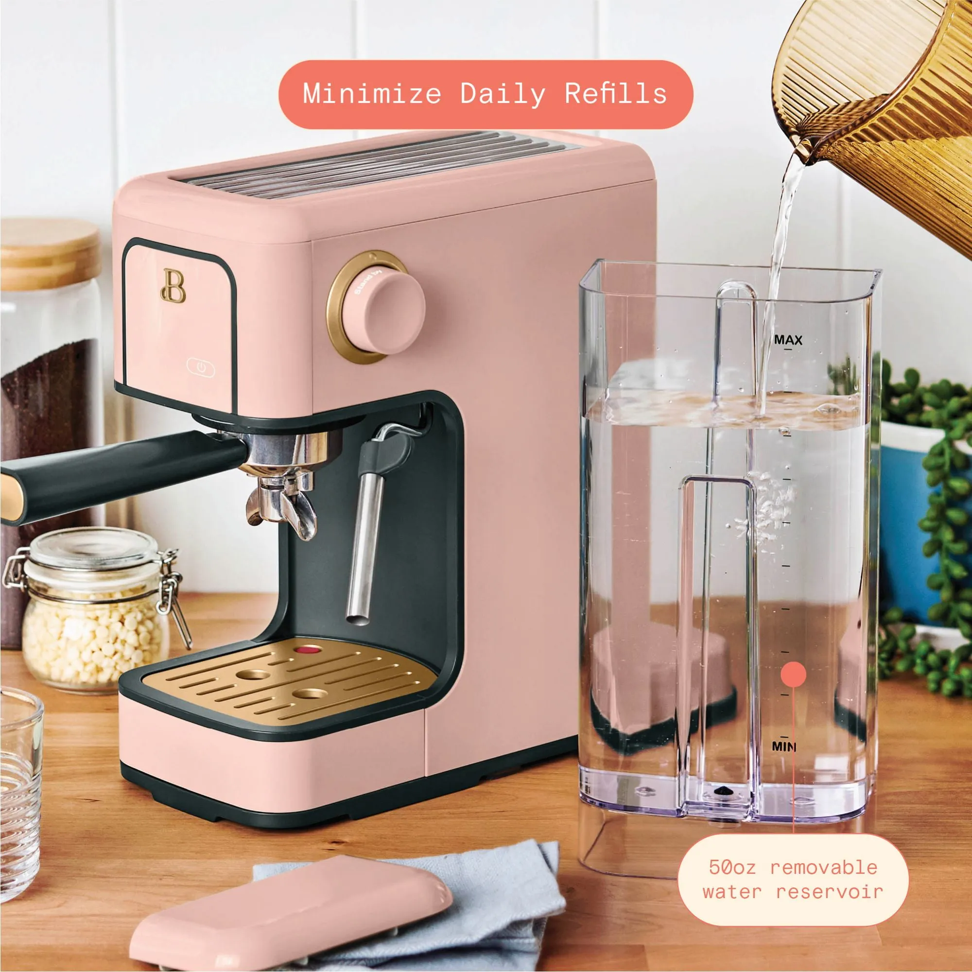 Slim Espresso Machine with 20-Bar Pressure - Rose - Image 4