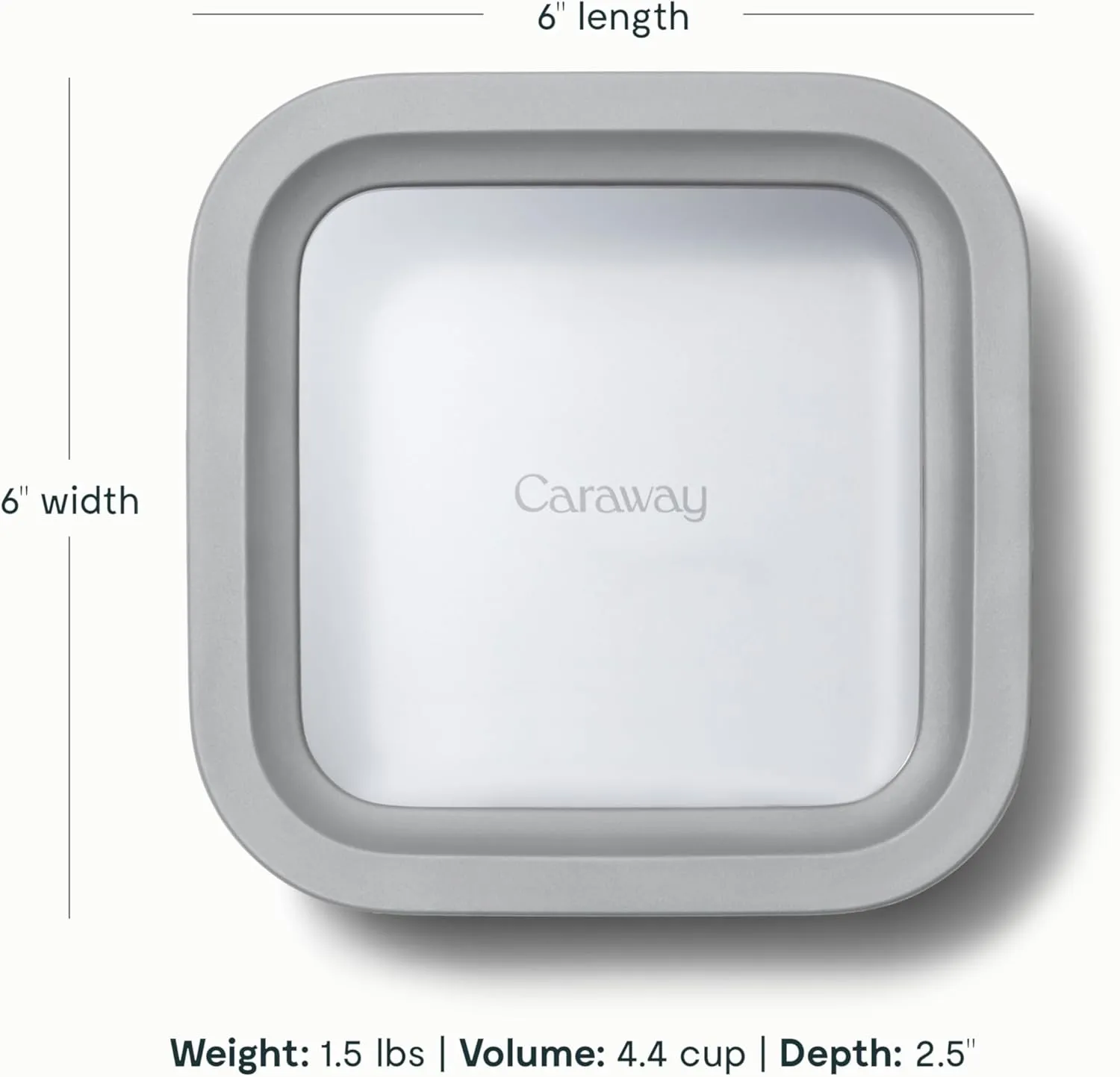 4.4 Cup Small Ceramic Coated Glass Food Storage Container - Gray - Image 2