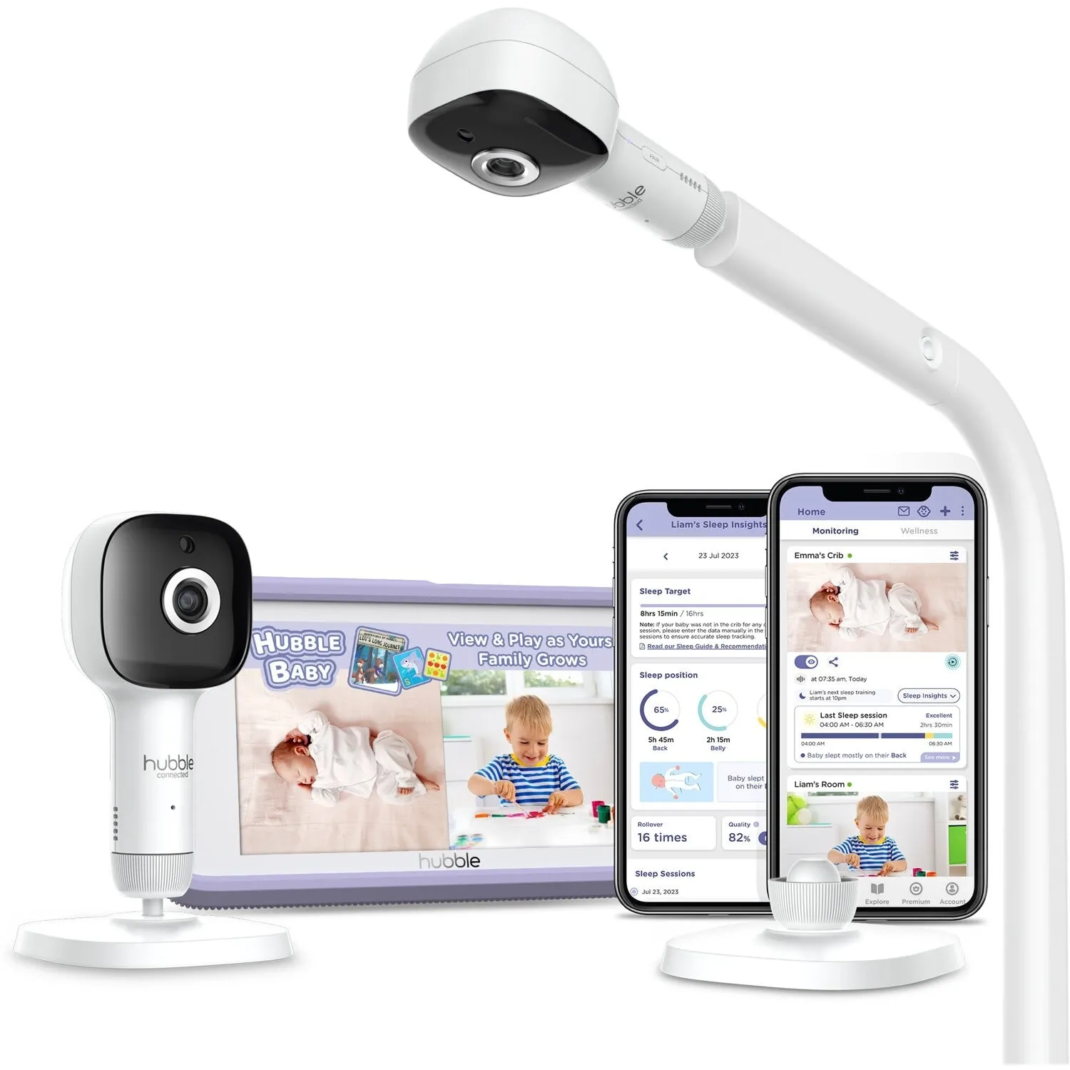 SkyVision Pro Twin AI-Enhanced- 2 HD Smart Camera Baby Monitors, Parent Travel Unit, and Crib Mount