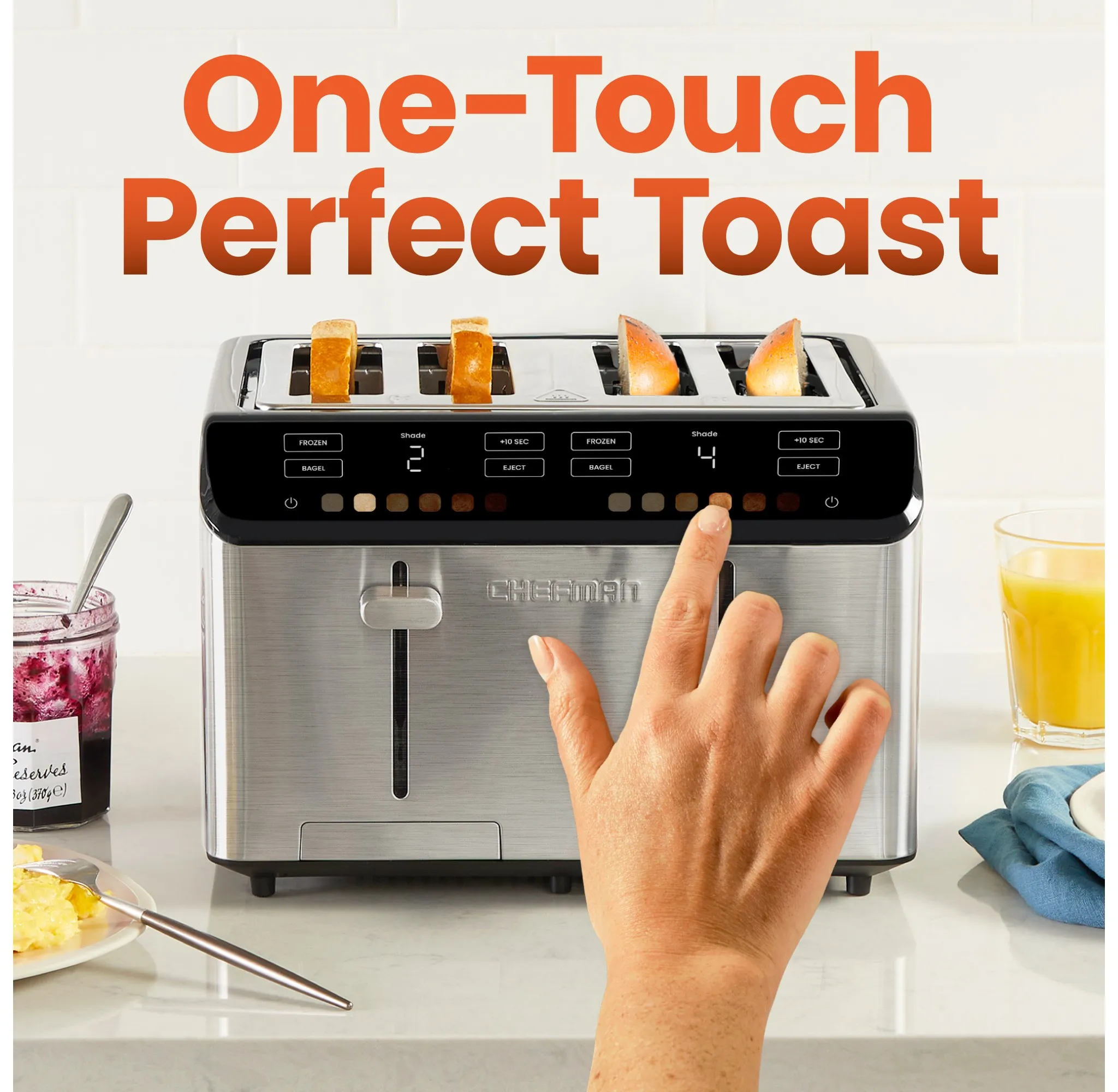 Smart Touch™ 4 Slice Digital Toaster with 6 Touchscreen Shade Settings – Stainless Steel - Image 2