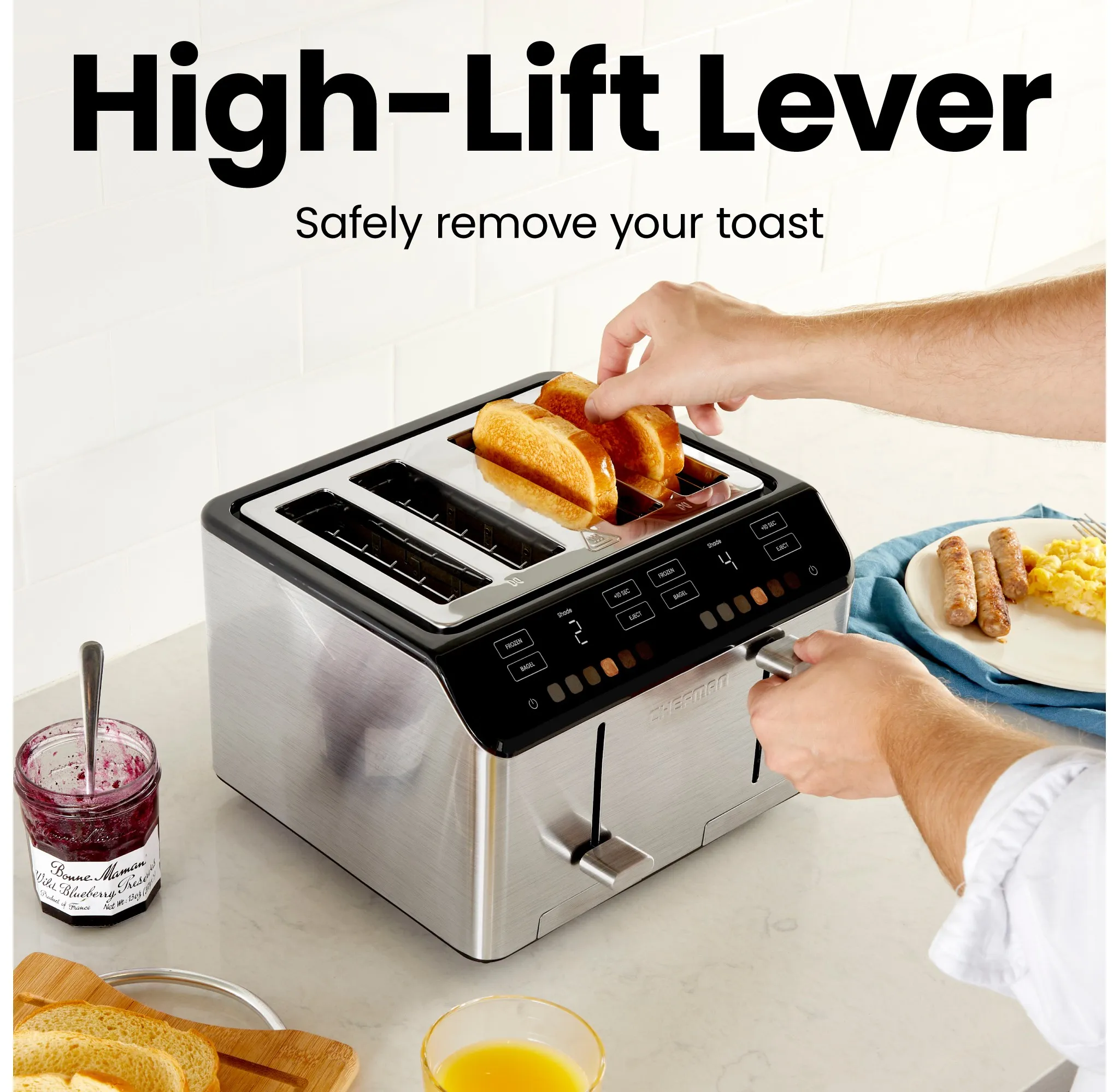 Smart Touch™ 4 Slice Digital Toaster with 6 Touchscreen Shade Settings – Stainless Steel - Image 5
