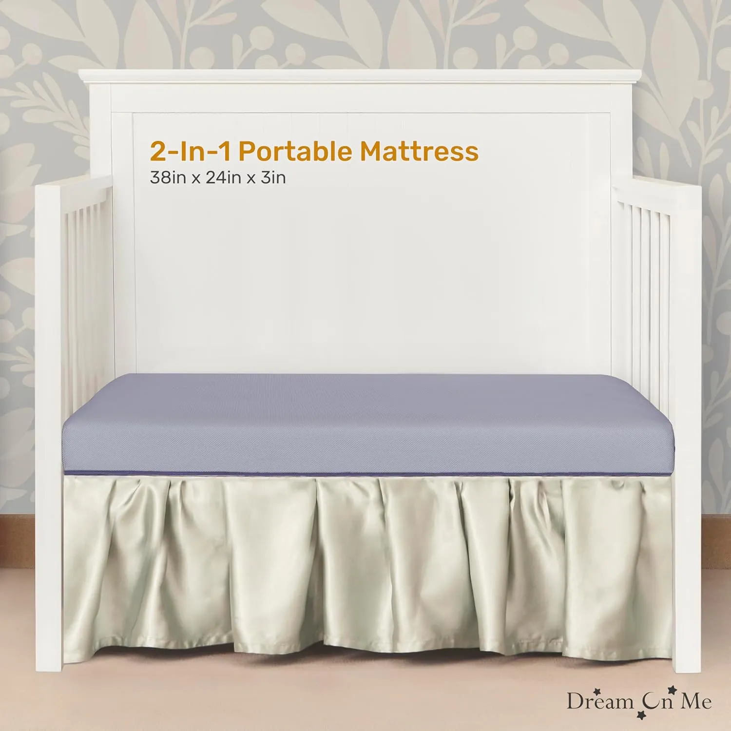 Snuggles Extra Firm Baby Crib Mattress, Greenguard Gold and JPMA Certified Crib Mattress, Fits All Portable & Mini Cribs, Waterproof Vinyl Cover, 10 Years Limited Warranty Periwinkle - Image 2