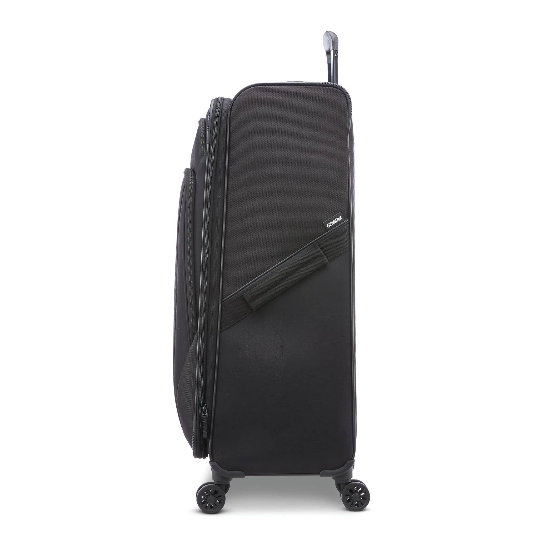 Softside Large Checked Spinner Suitcase - Black - Image 2