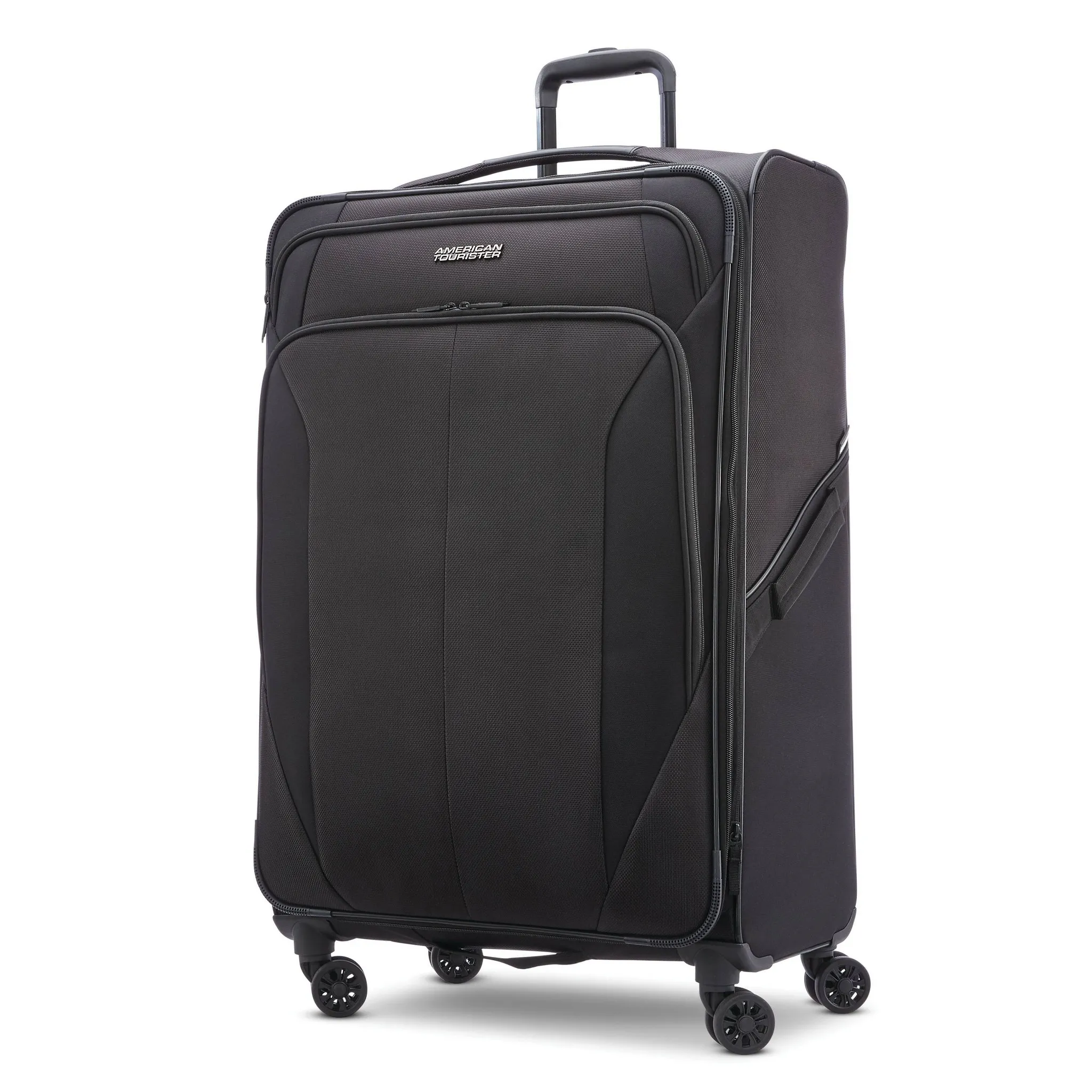 Softside Large Checked Spinner Suitcase - Black