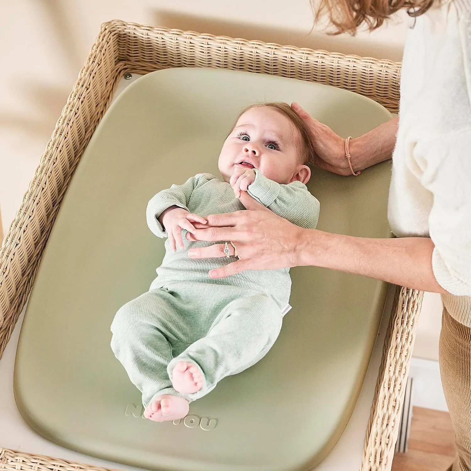 Softy Changing Pad with belt - Sage Green - Image 6