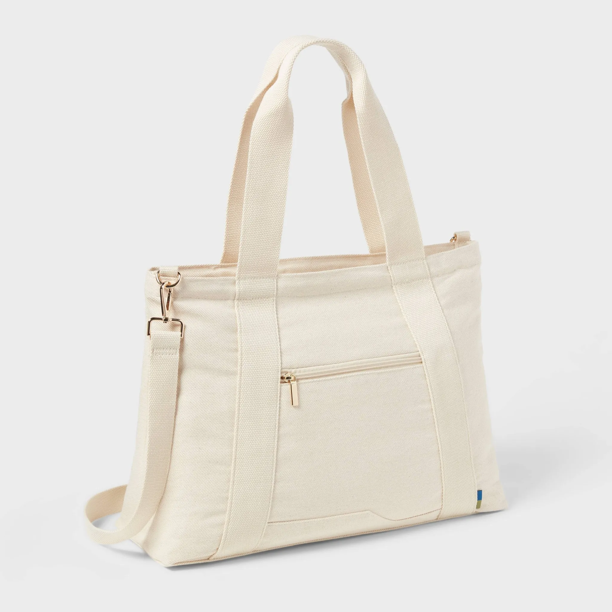 Solid Canvas School Tote Bag - Natural