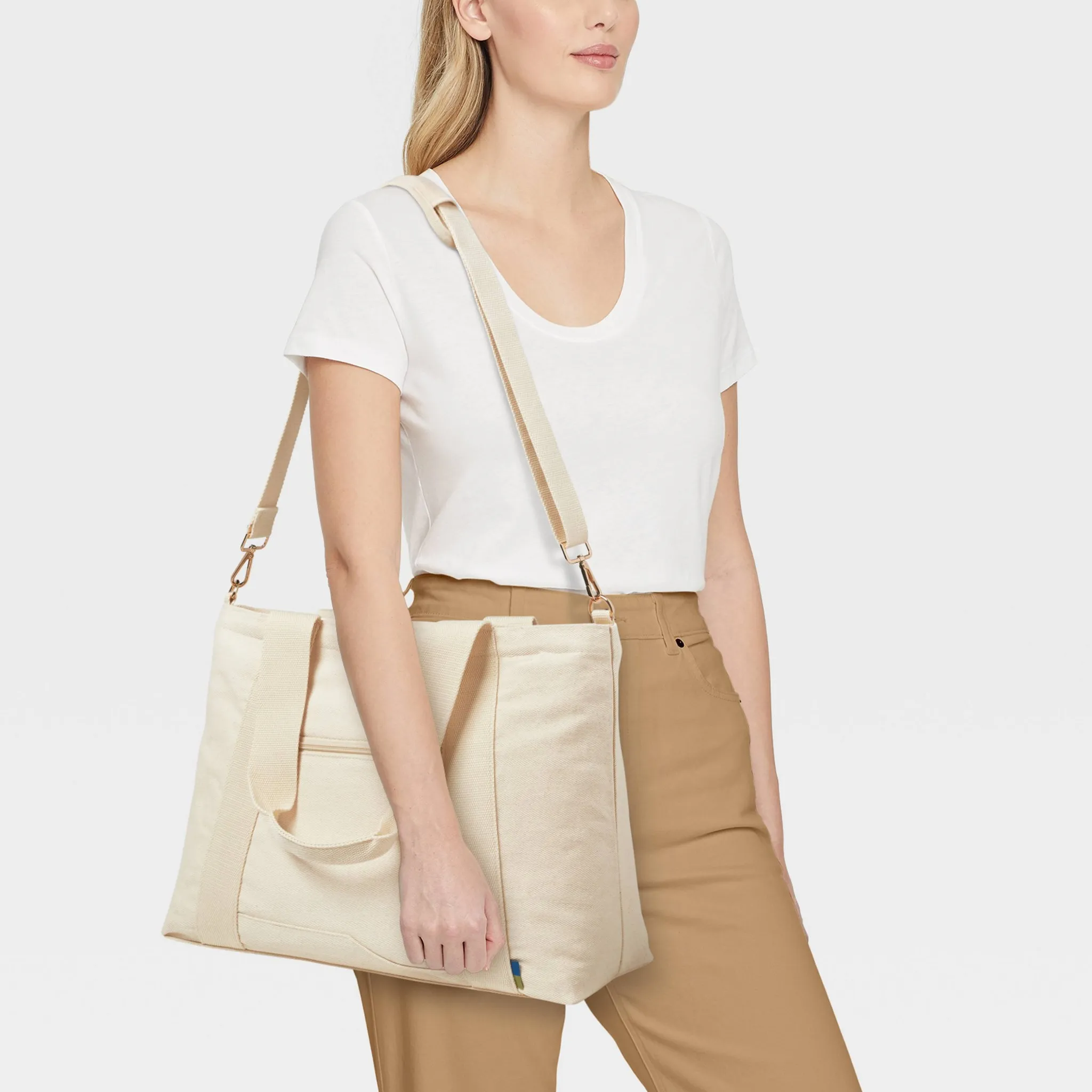 Solid Canvas School Tote Bag - Natural - Image 2