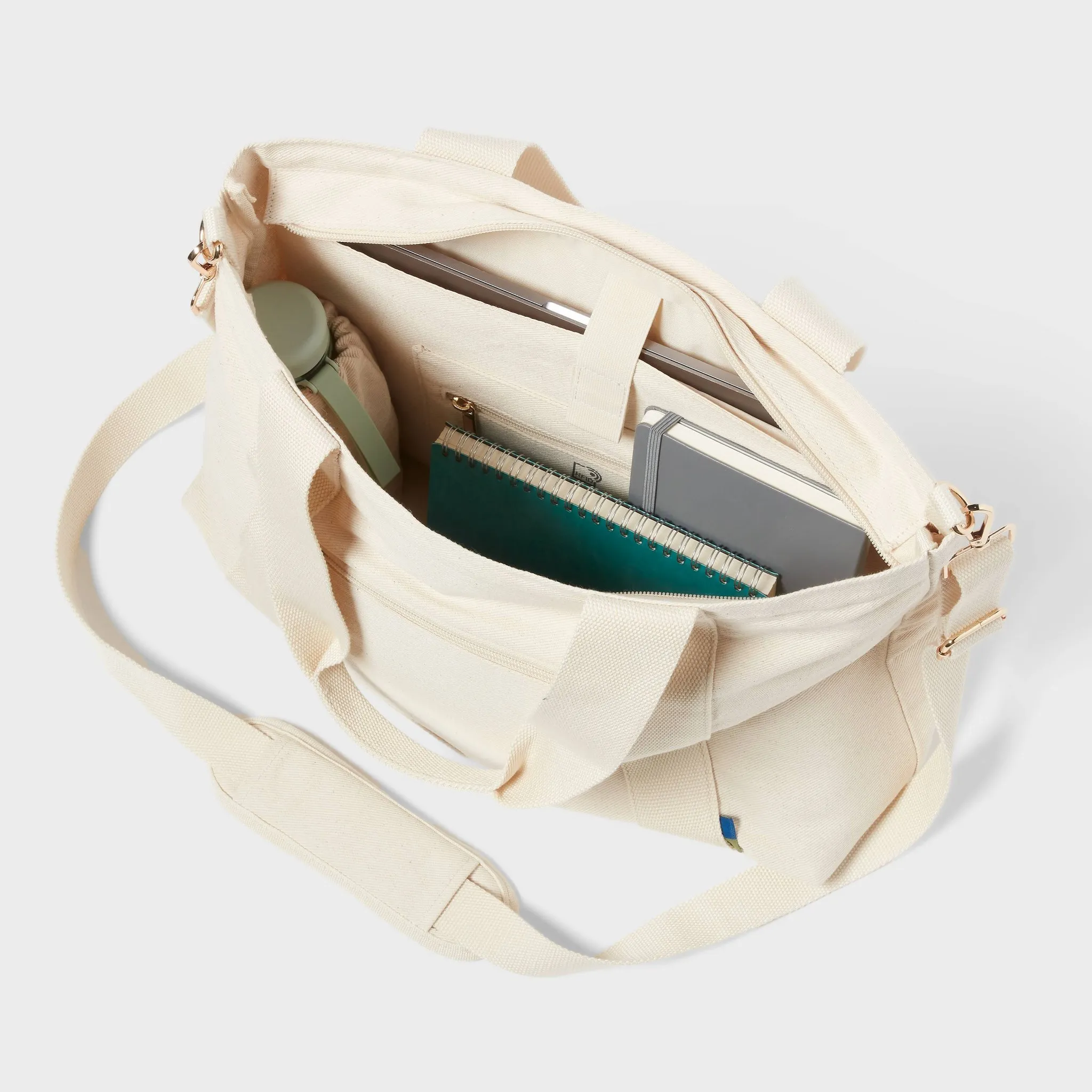 Solid Canvas School Tote Bag - Natural - Image 4