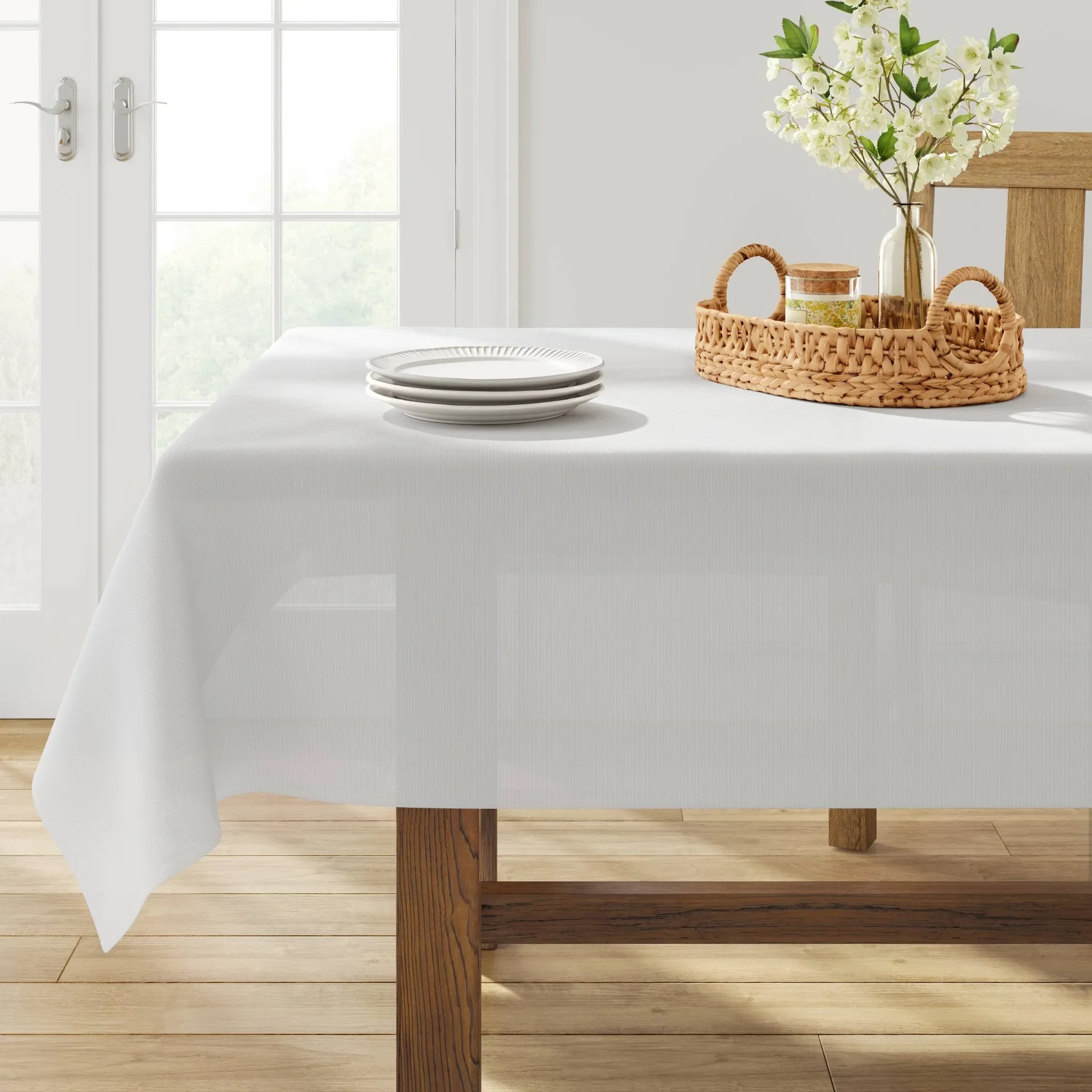 Solid Tablecloth - White - 120" x 60" - Image 2