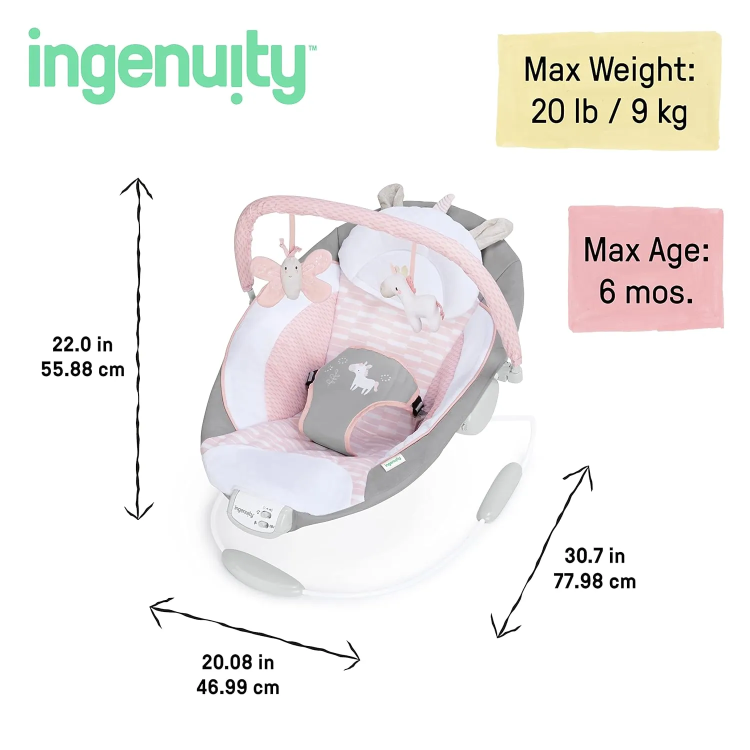 Soothing Baby Bouncer with Vibrating Infant Seat - Flora - Image 4