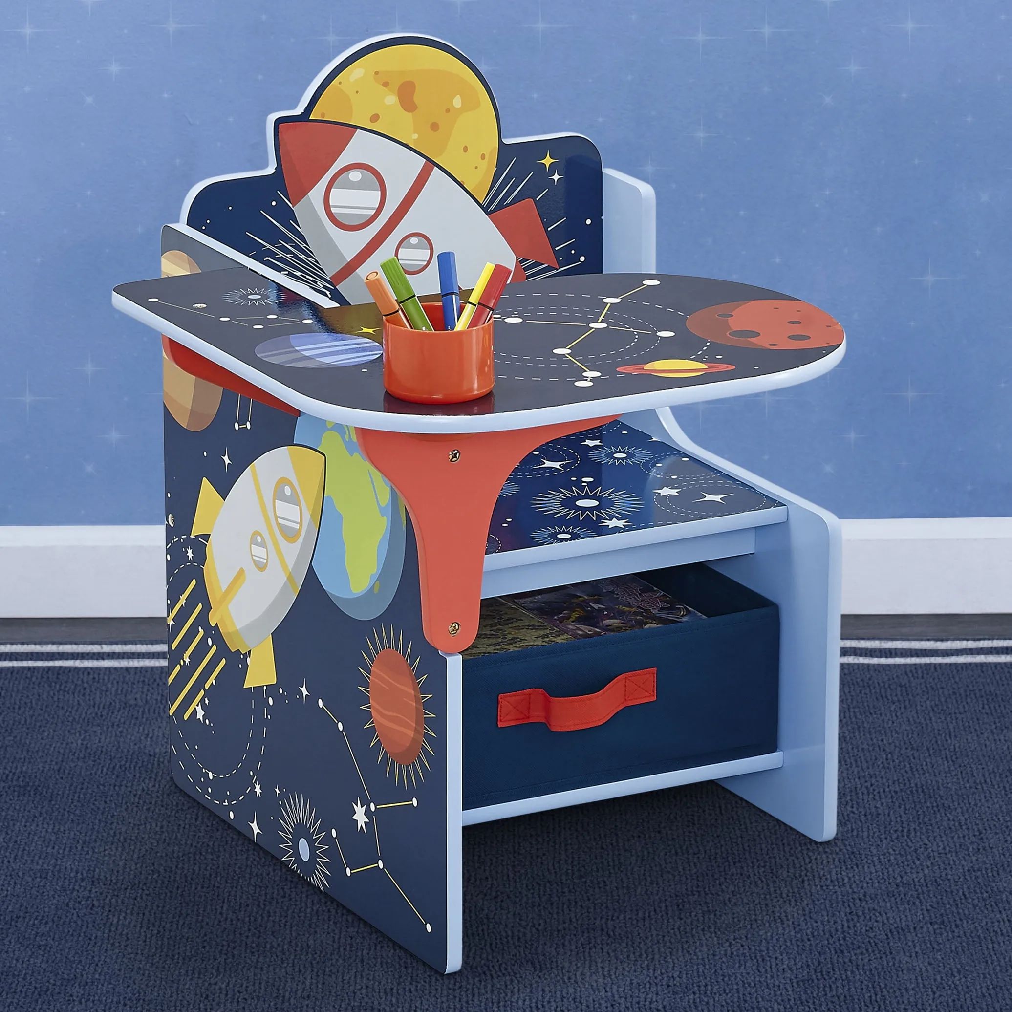 Space Adventures Chair Desk with Storage Bin - Blue - Image 2