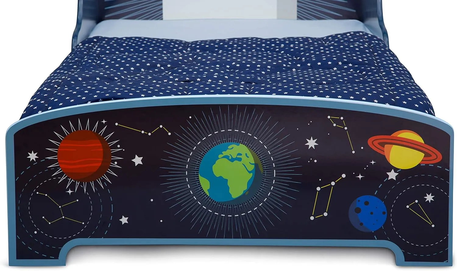 Rocket Ship Wood Toddler Bed - Blue - Image 2