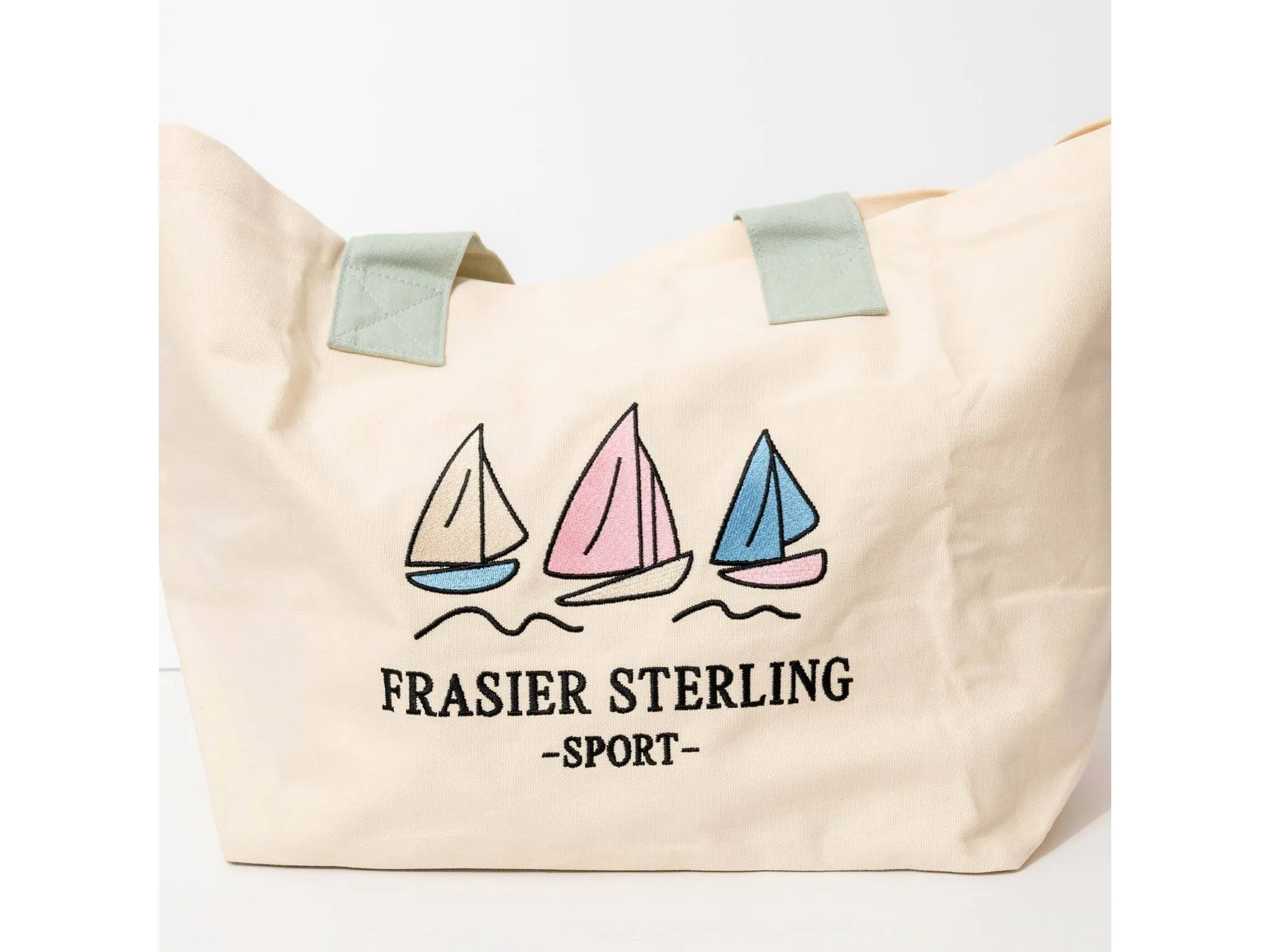 Sport Sail Boats Tote Bag - Cream/Mint - Image 2