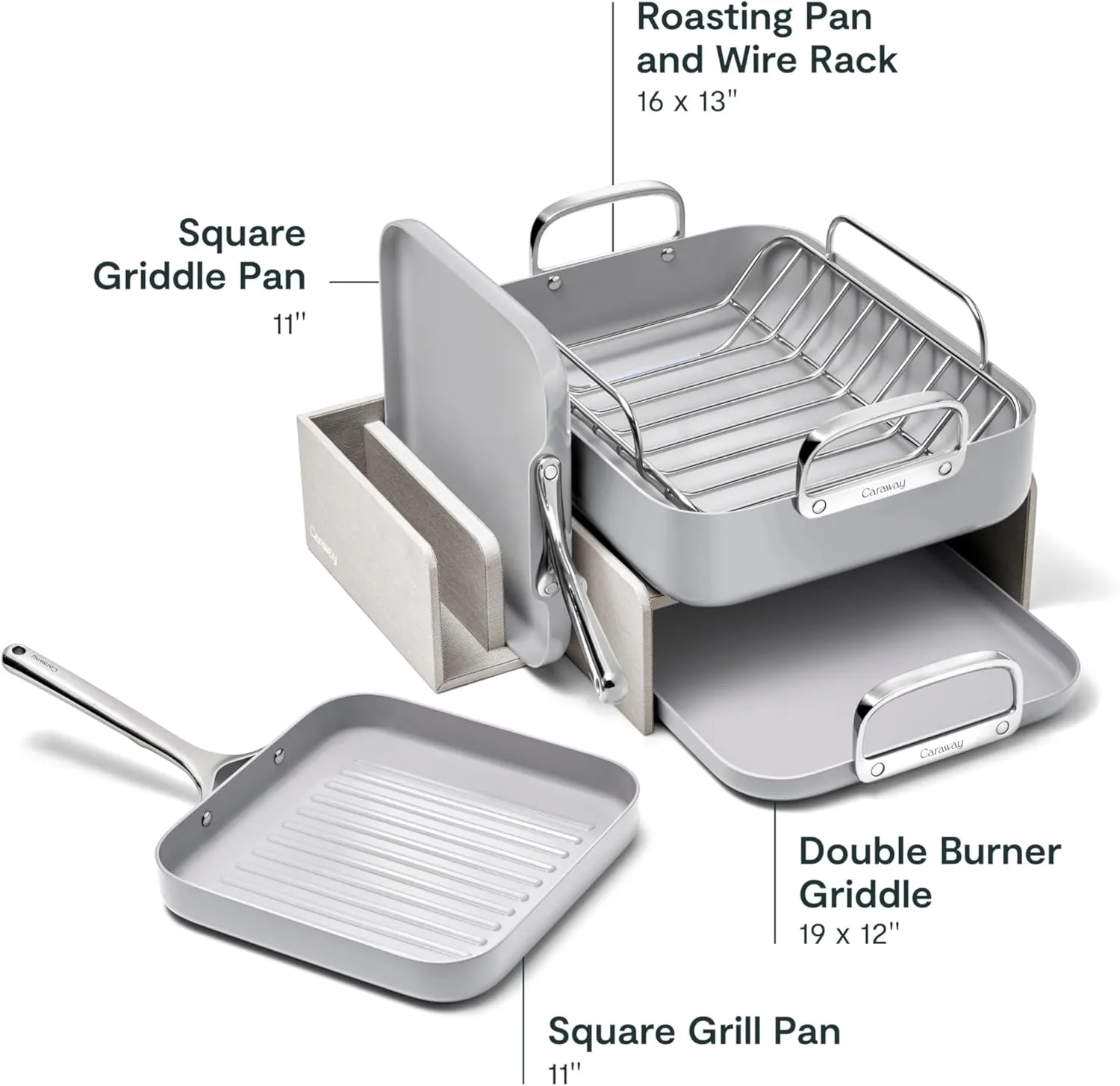 7pc Square Cookware Set - Gray - Image 2
