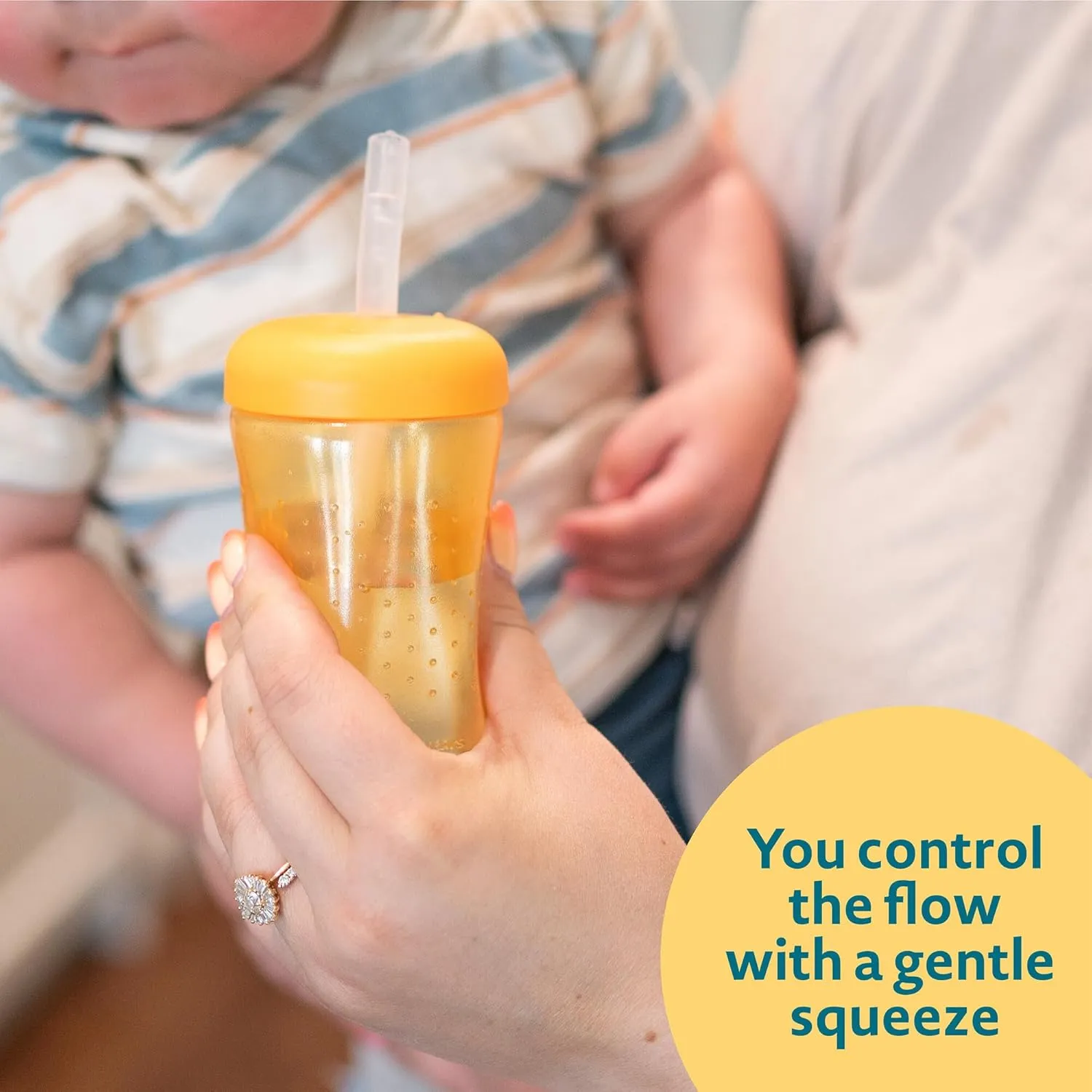 Squeeze & Sip Toddler Straw Cups - Blue/Yellow/Red