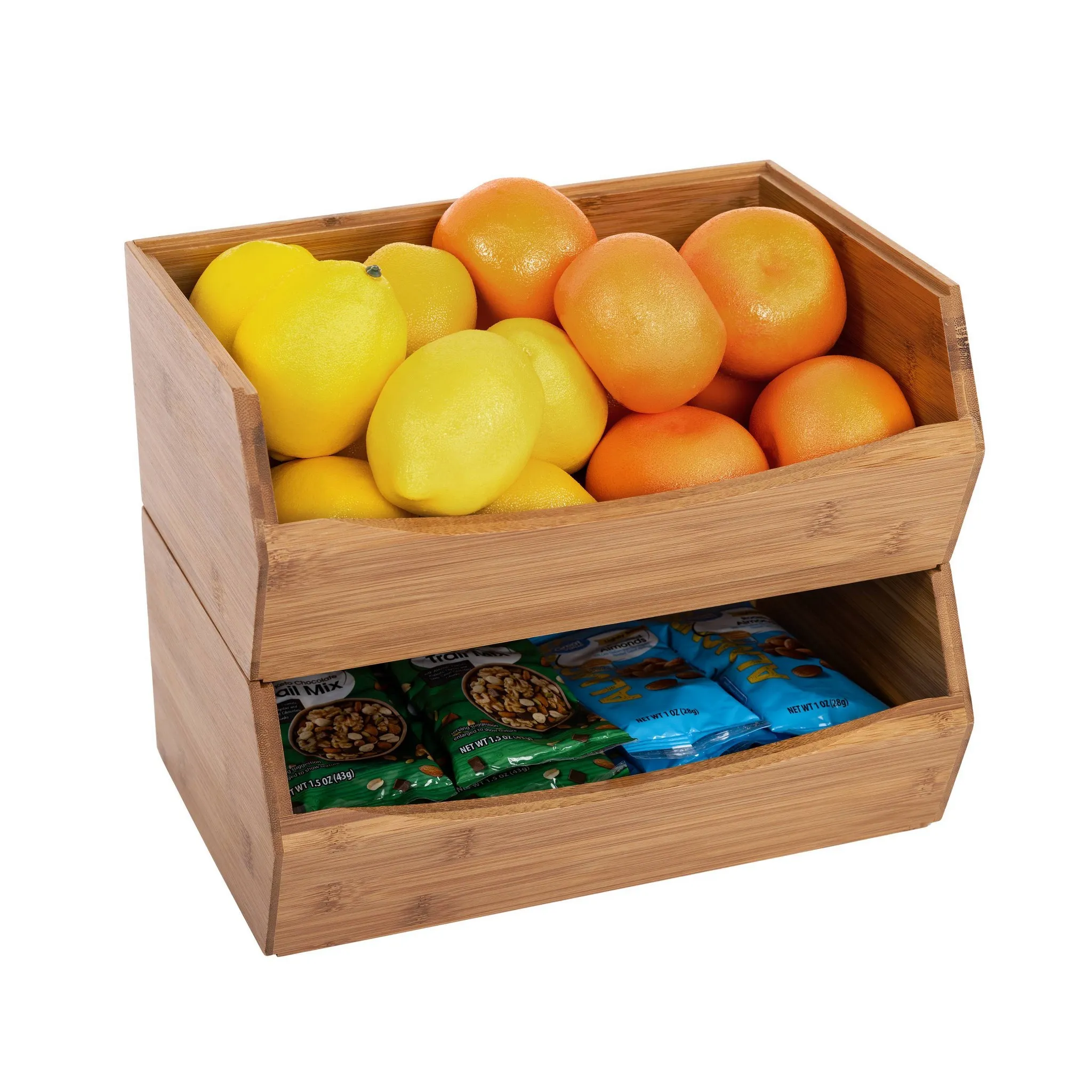 Stackable Bamboo Bin Set - Brown