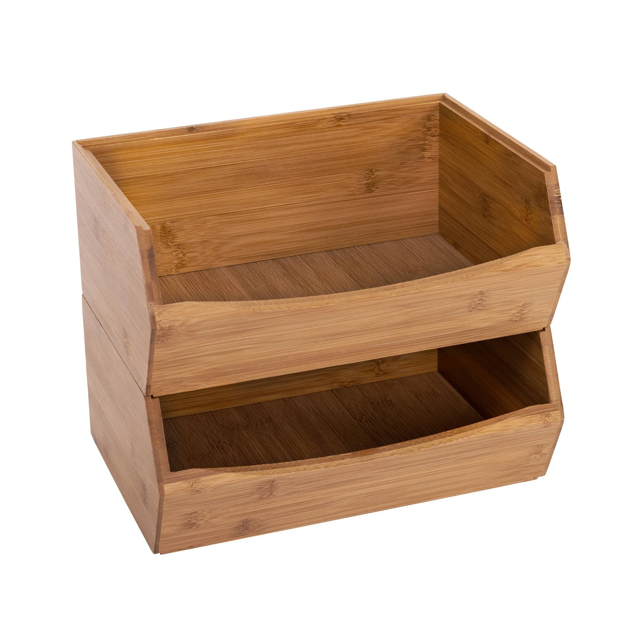 Stackable Bamboo Bin Set - Brown - Image 2