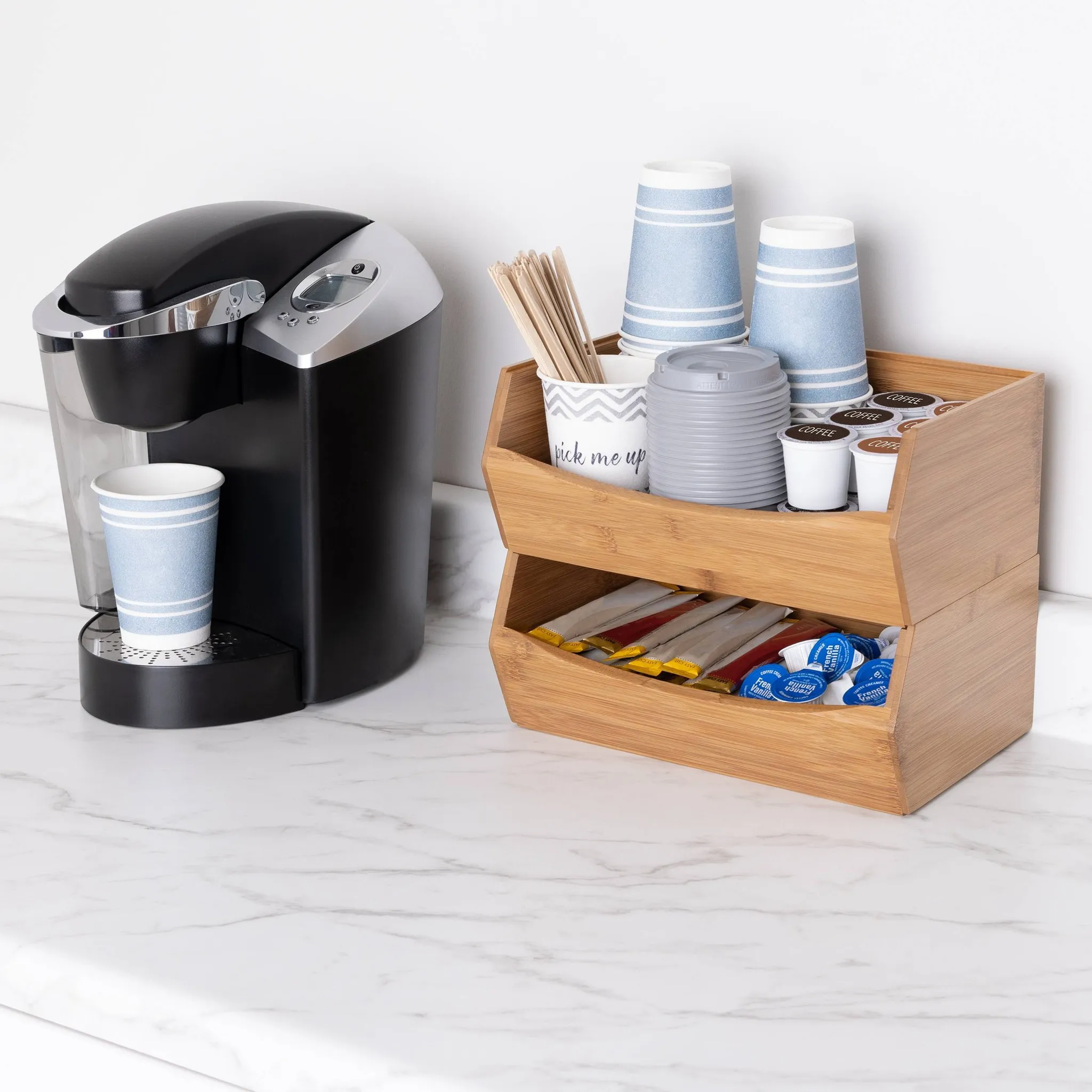 Stackable Bamboo Bin Set - Brown - Image 3