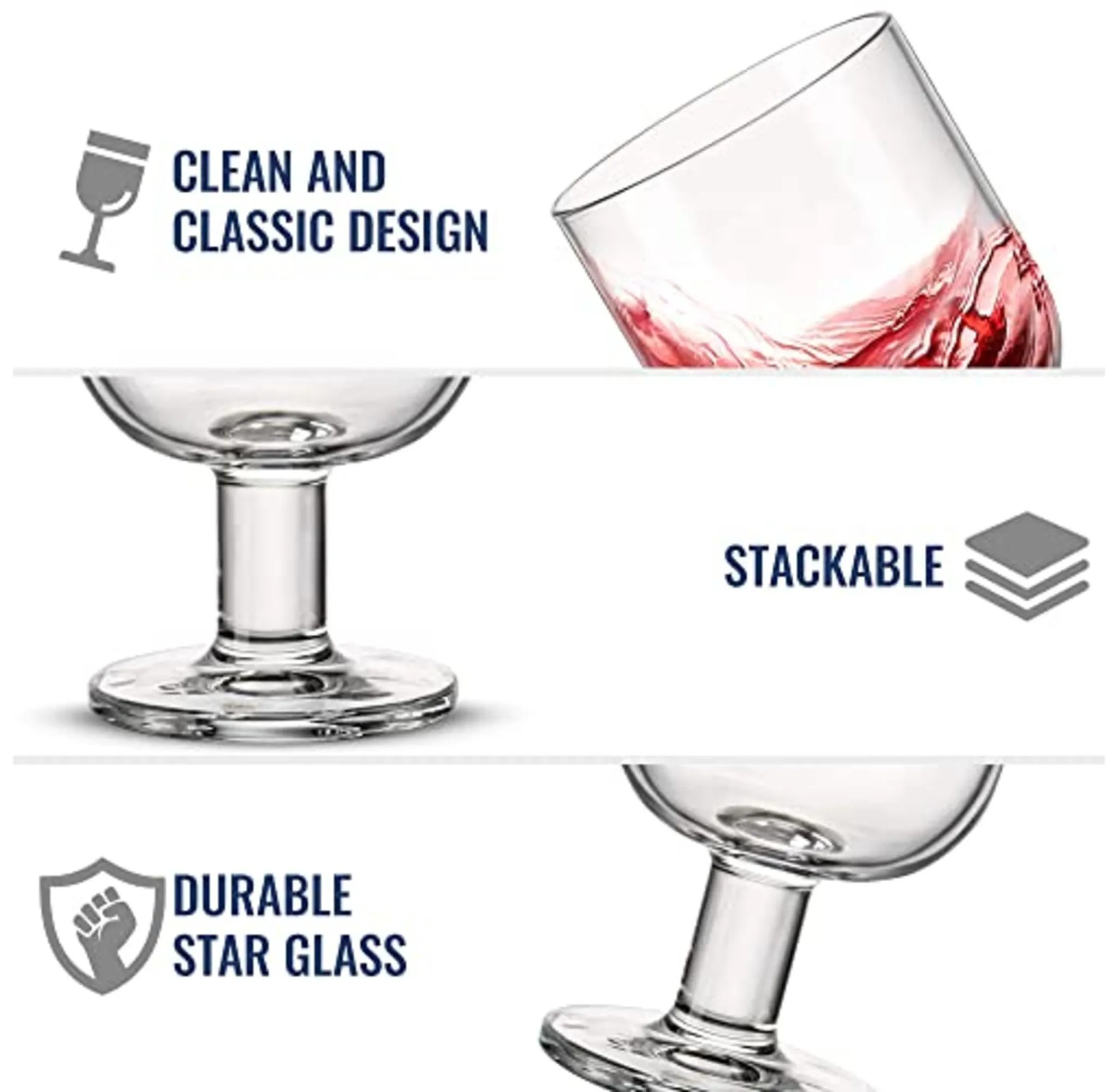 Hosteria Stackable Dessert Cups - Set of 6 - 8 Oz. Glass Bowls - Image 2
