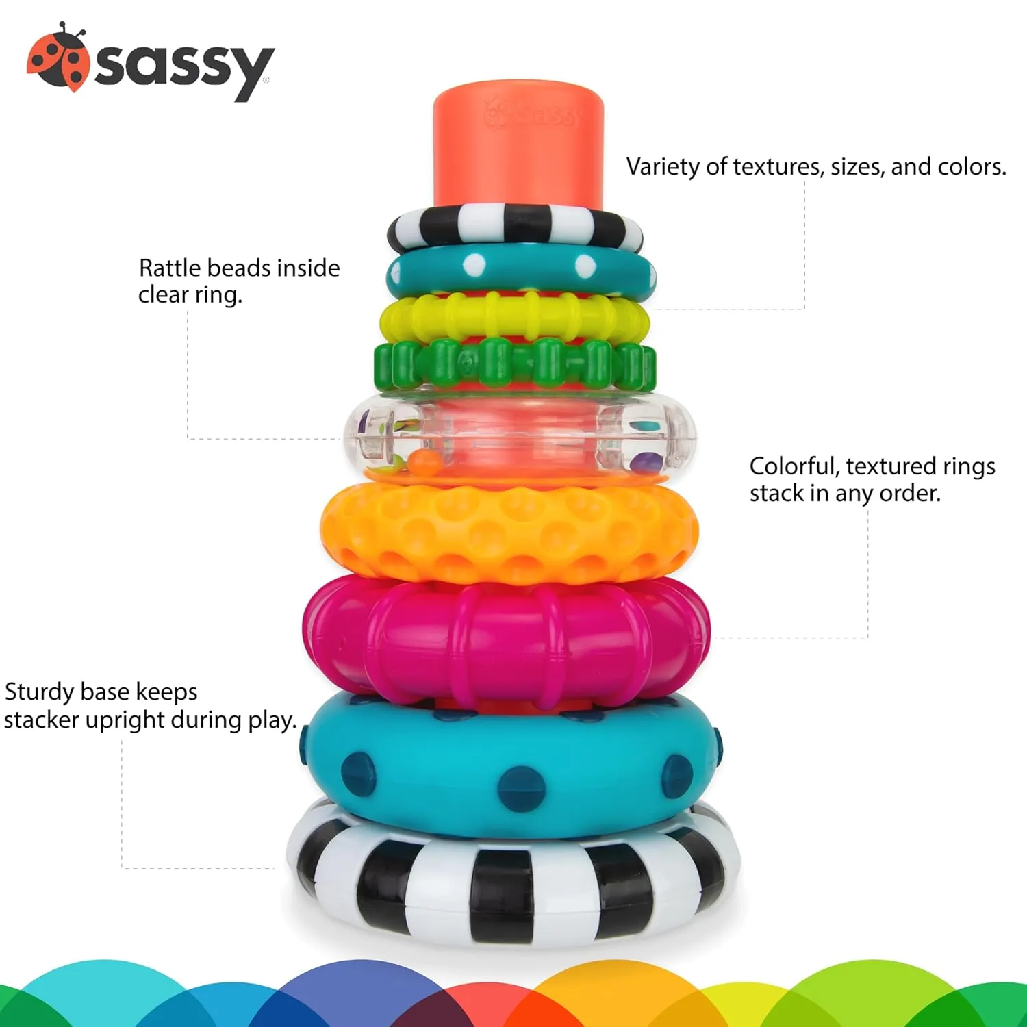 Stacks of Circles Stacking Ring STEM Learning Toy, 9 Piece Set - Image 2