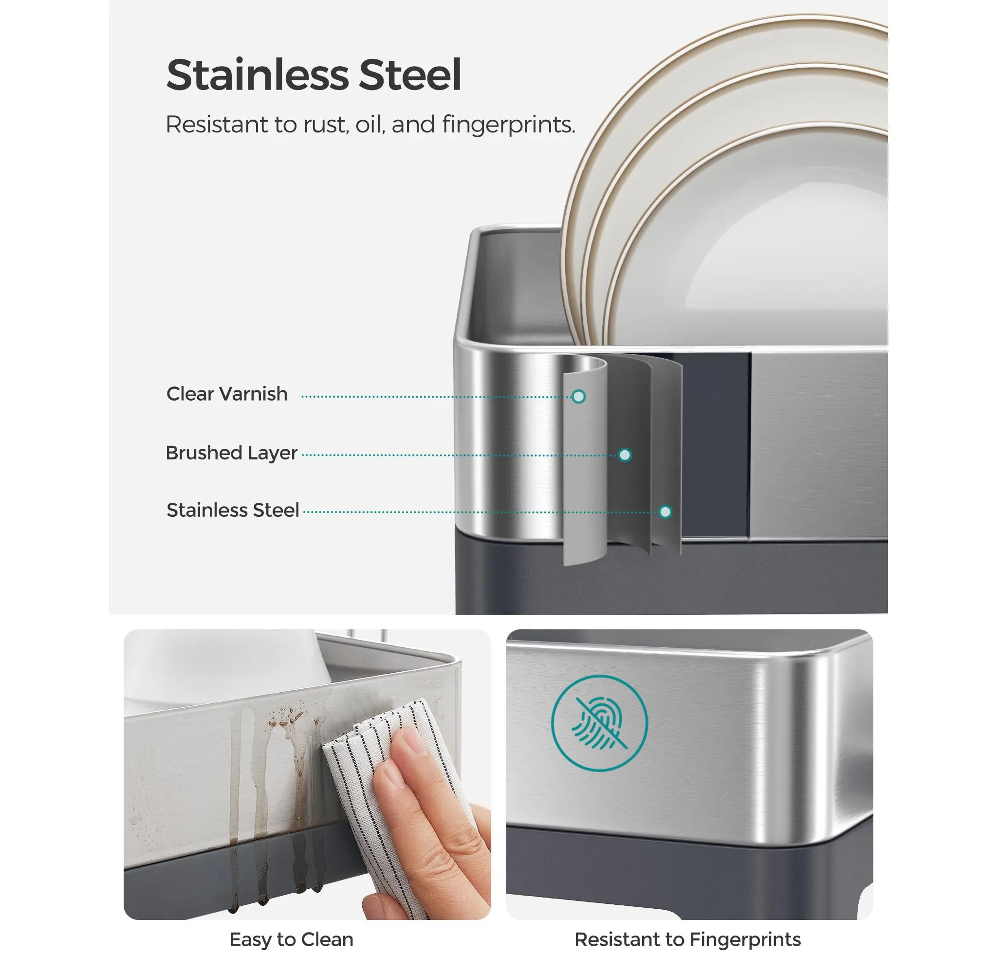 Stainless Steel Dish Drying Rack for Kitchen Counter Dish Drainers  Silver and Gray - Image 5