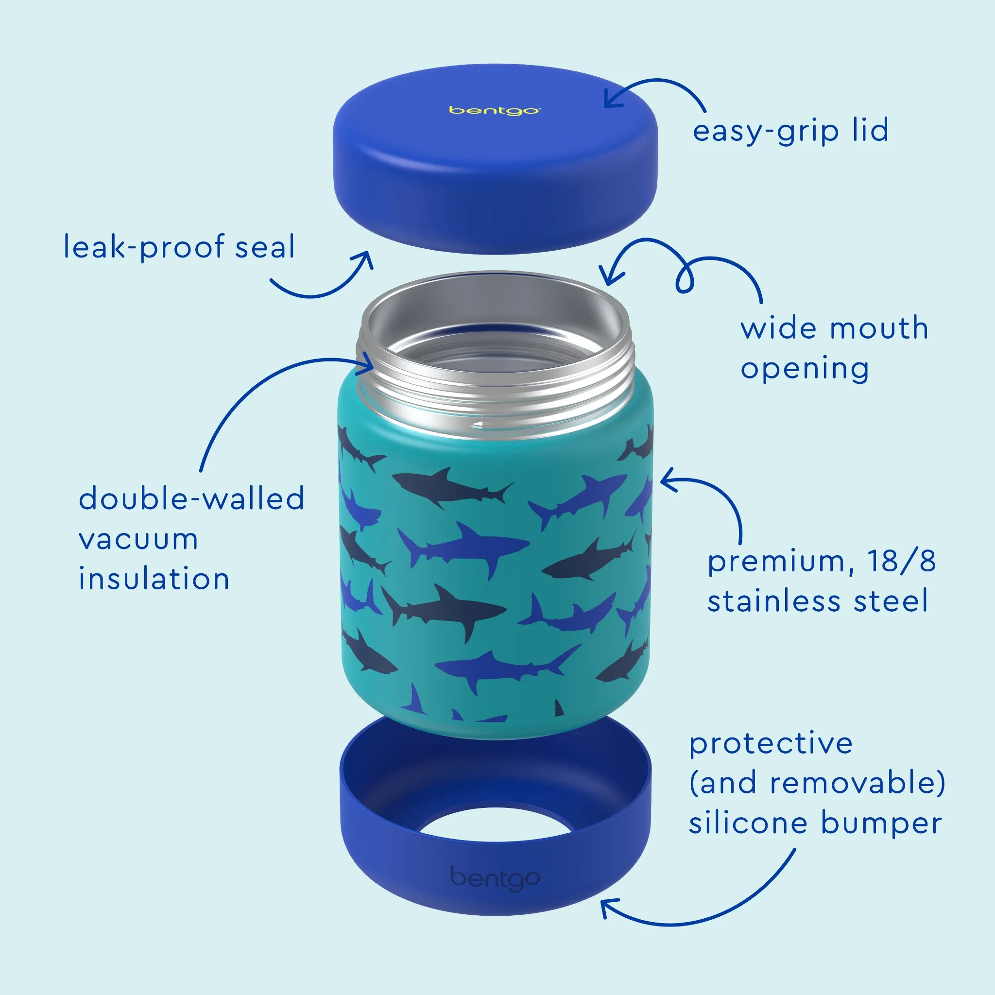Stainless Steel Insulated Food Jar - Shark - Image 5