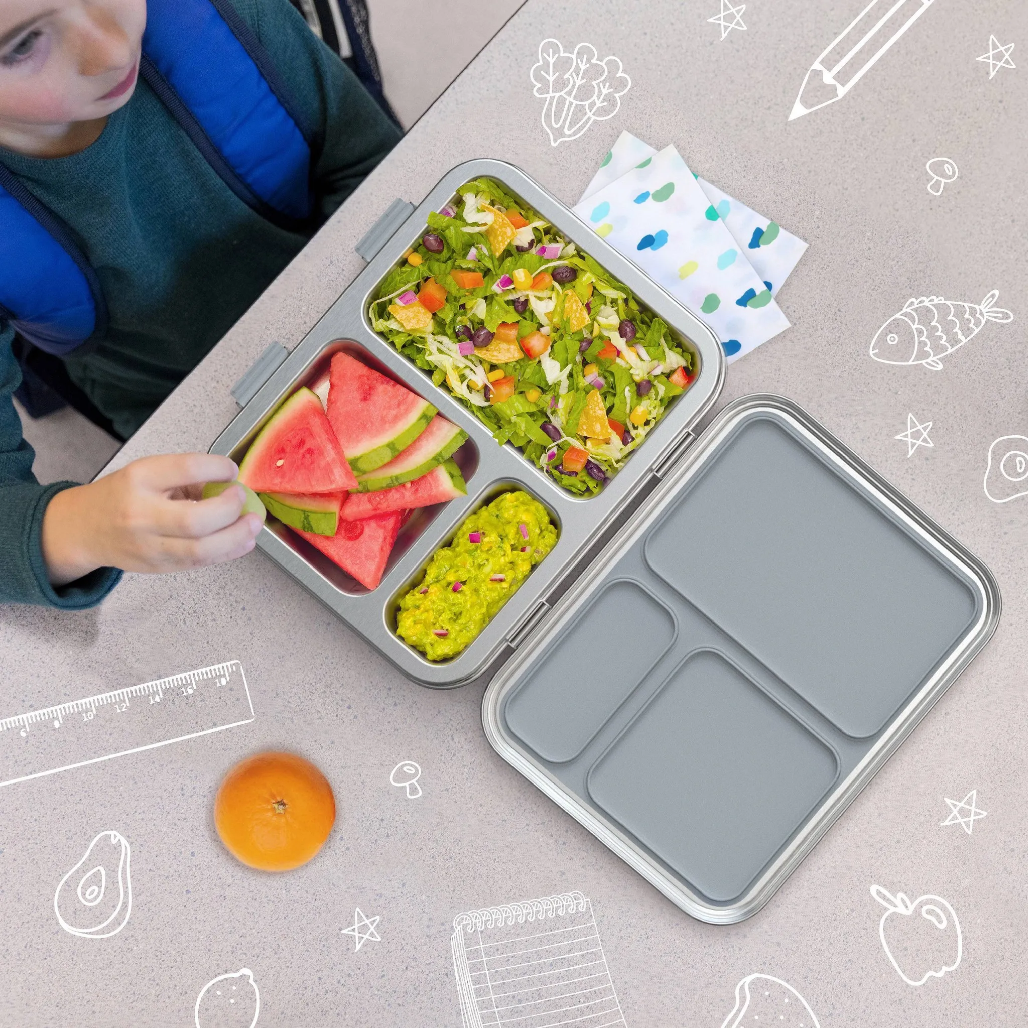 Stainless Steel Leakproof 3 Compartment Bento-Style Lunch Box - Image 2