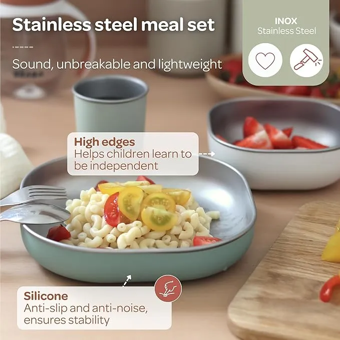 Stainless Steel Meal Set - Sage Green - Image 4