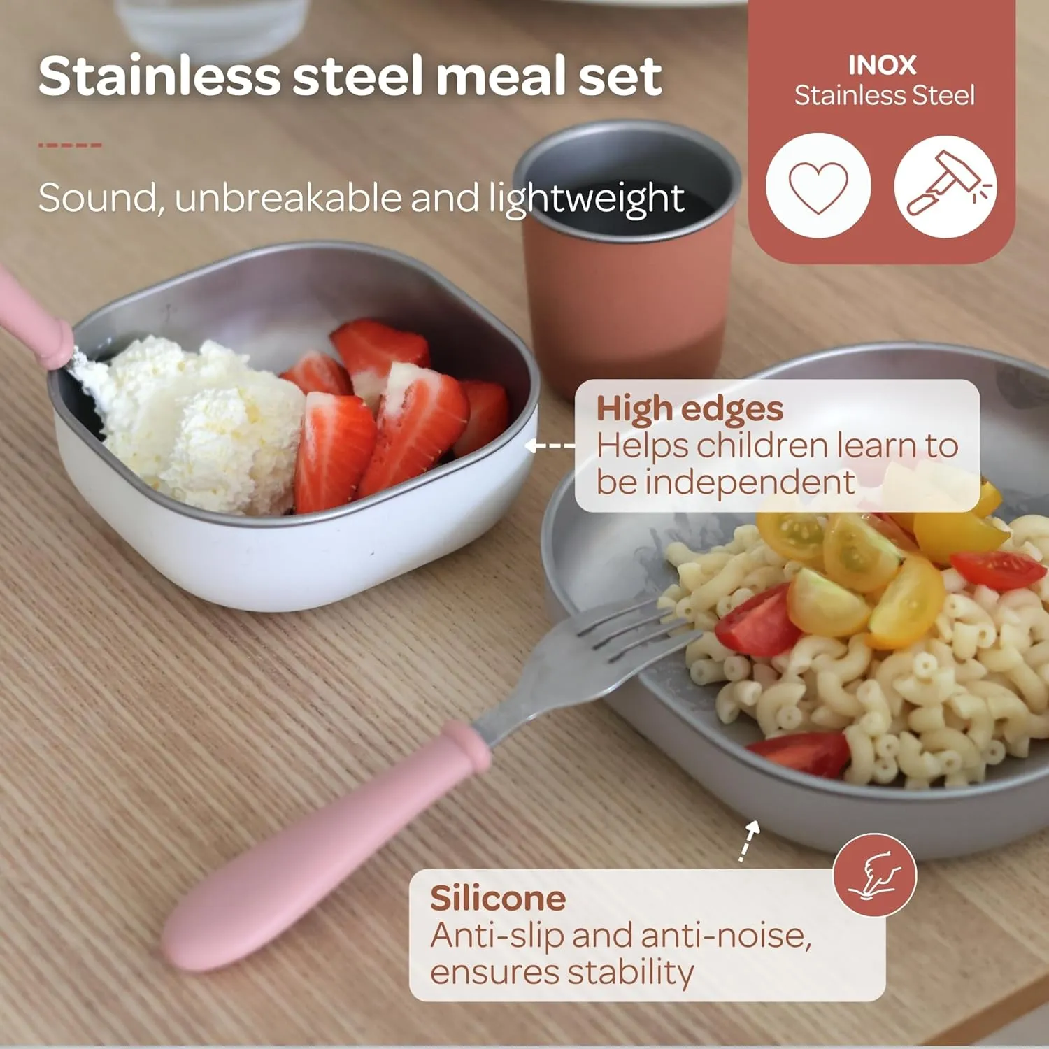 Stainless Steel Meal Set - Terracotta - Image 4