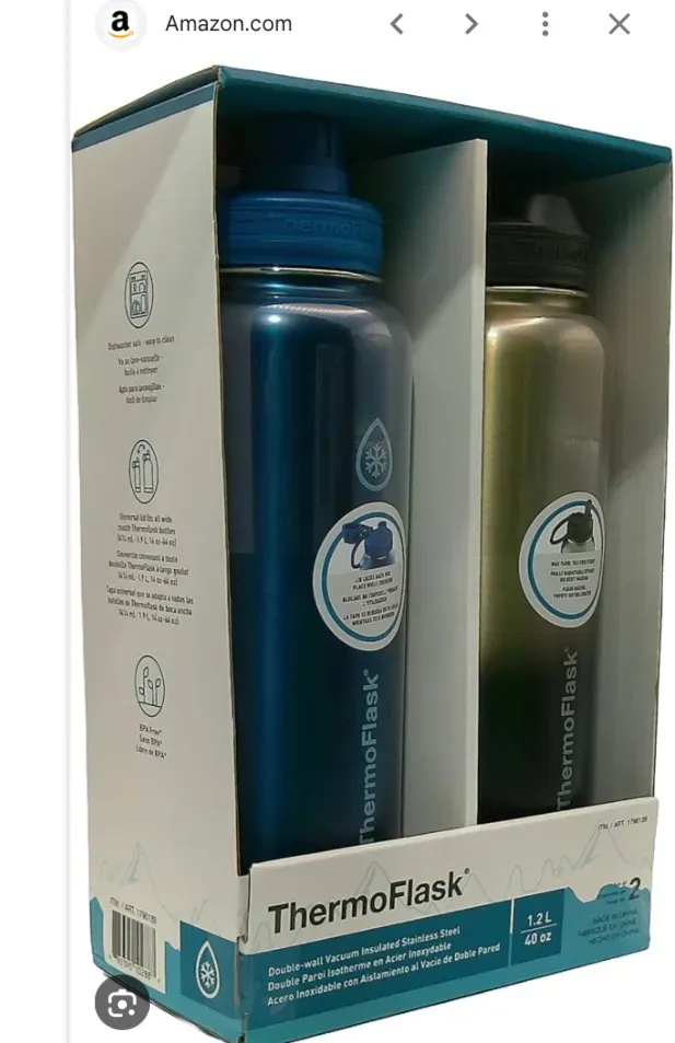 Stainless Steel Water Bottle 40 Oz 2-Pack