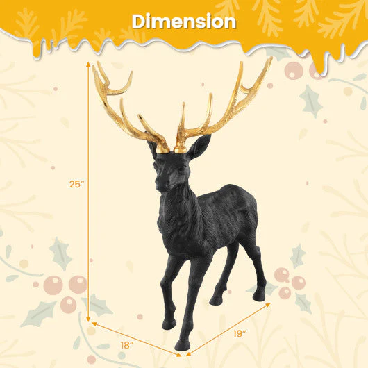 Standing Reindeer Statue Aluminum Deer Sculpture for Indoors Christmas Decor-Black - Image 5