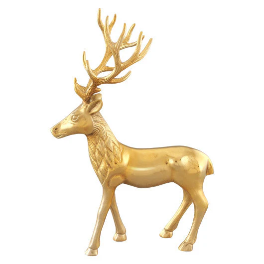Standing Reindeer Statue Aluminum Deer Sculpture for Indoors Christmas Decor-Golden - Image 4