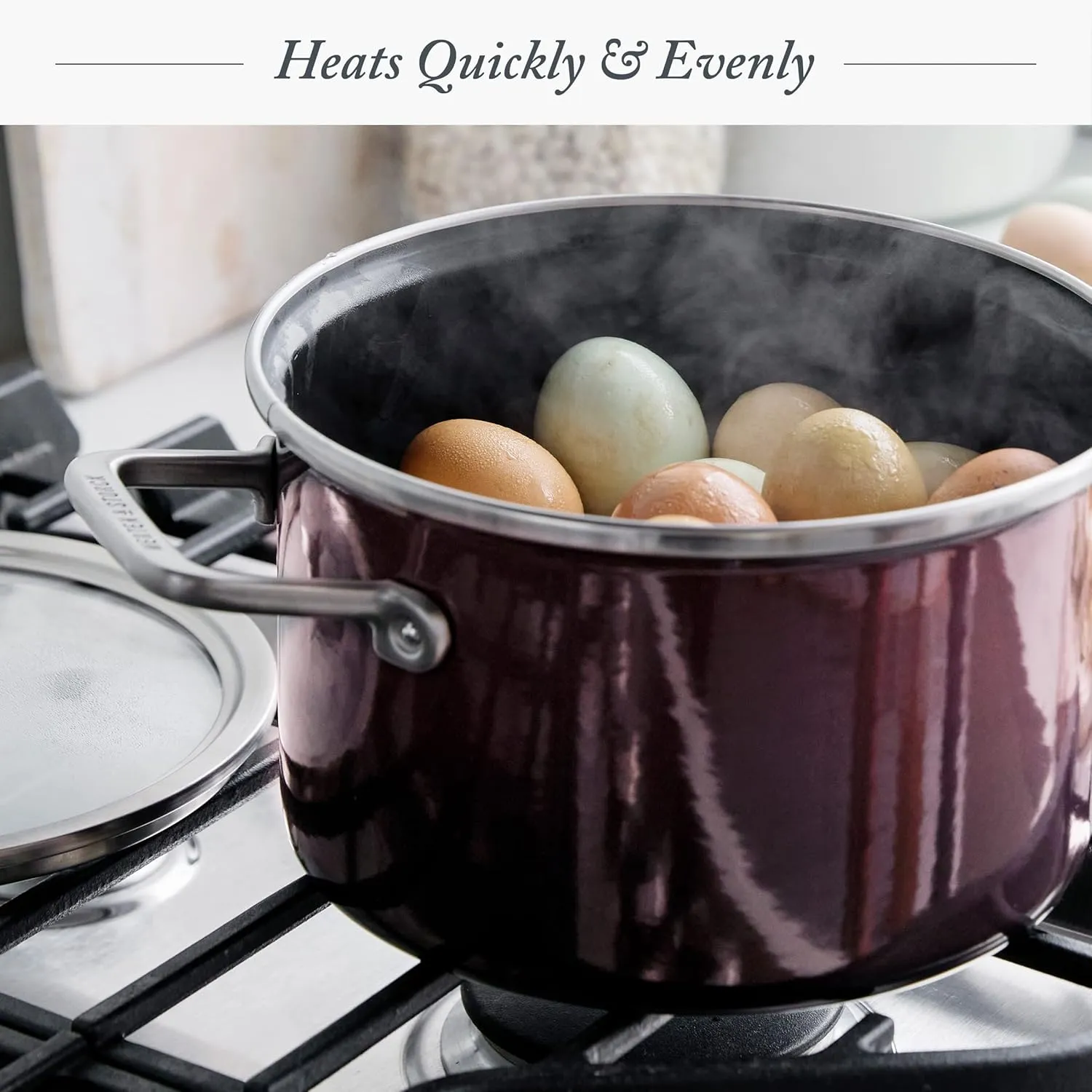 Steel Core Enameled 6-Quart Stockpot With Lid - Chocolate Truffle - Image 4