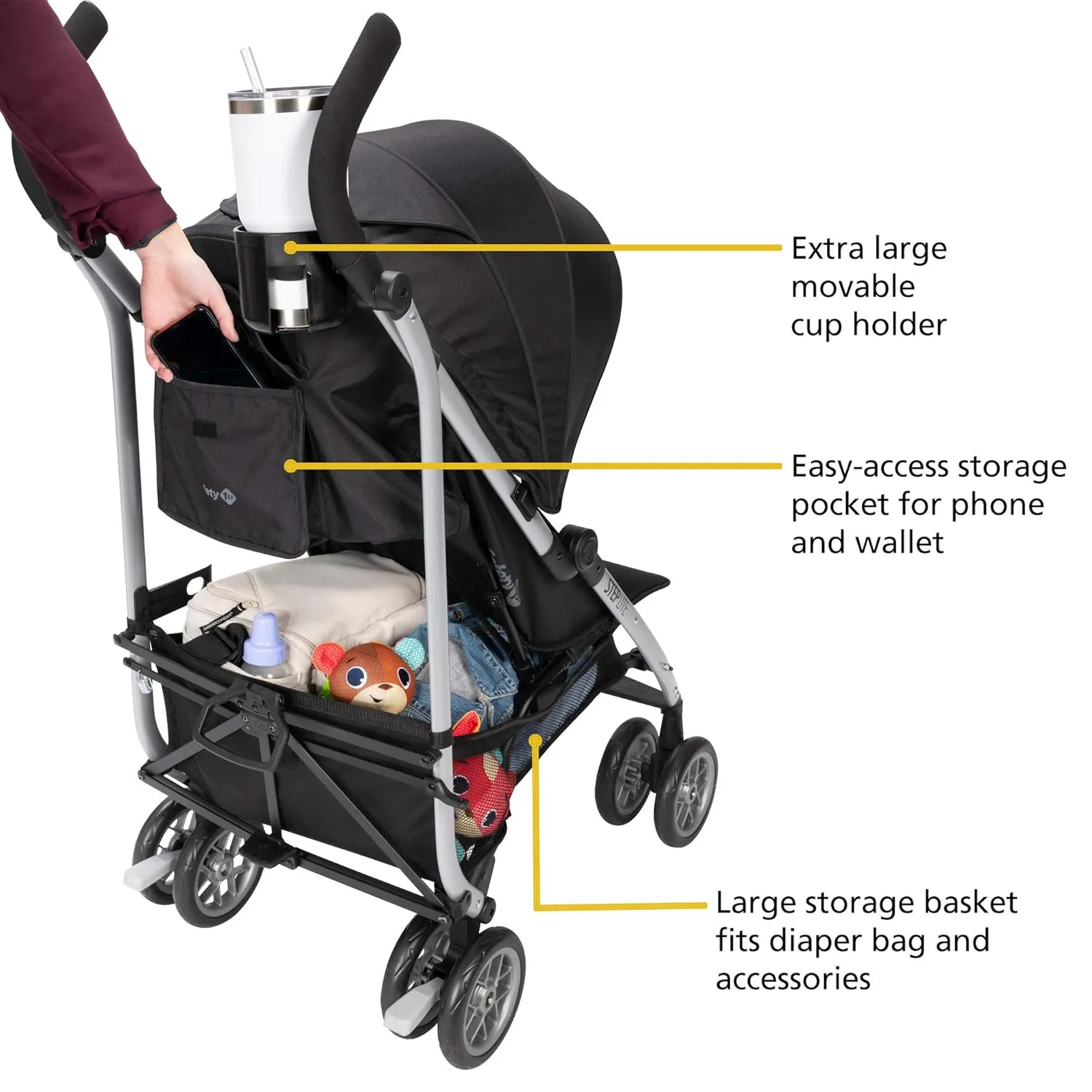 Step Lite Compact Stroller - Back to Black - Image 4