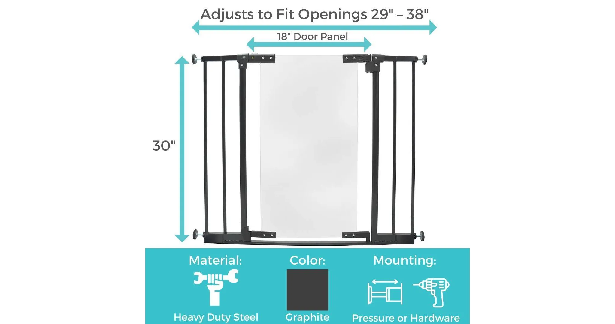 Step Safe Clear Walk Through Baby Gate - Black - Image 3