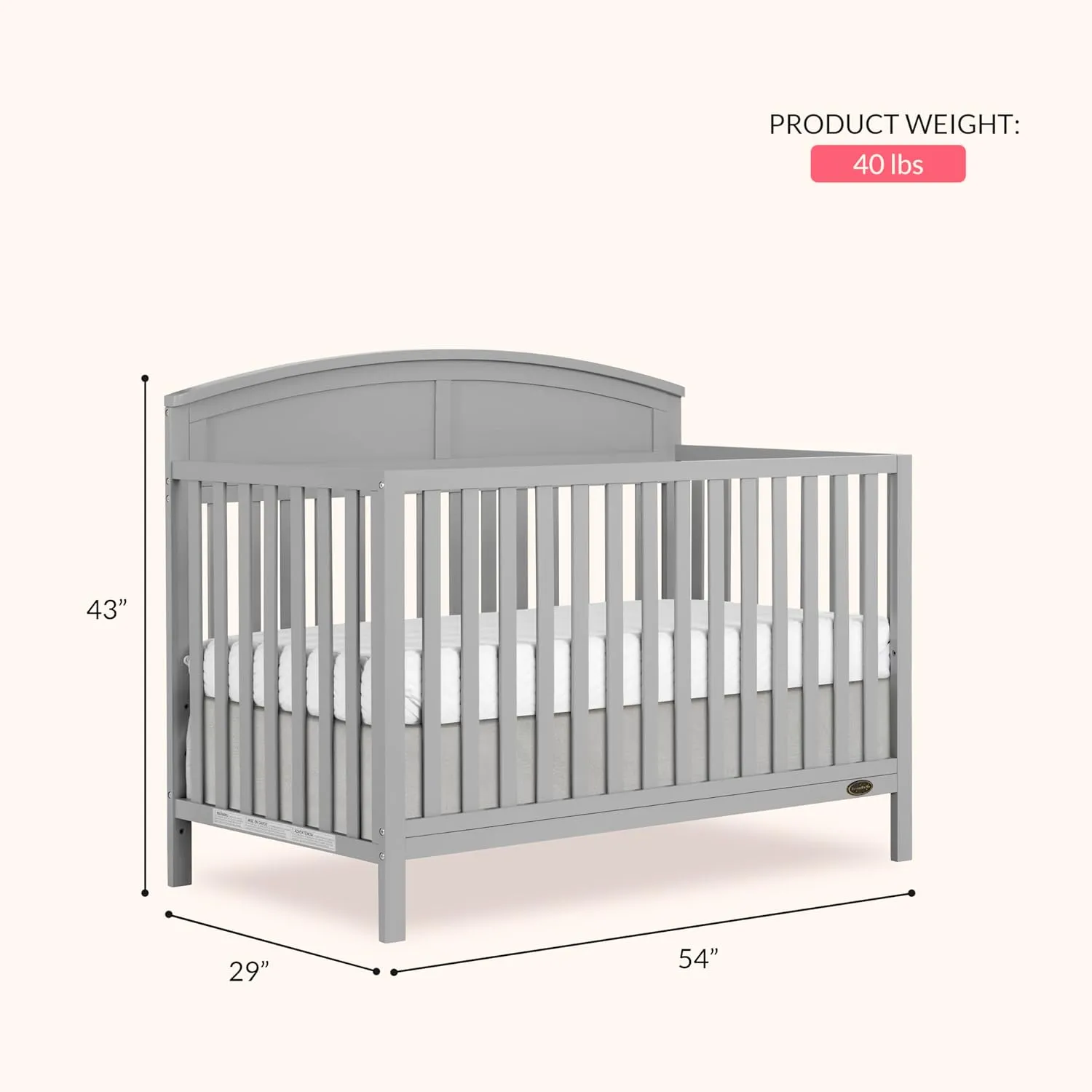 Storybrooke 5 in 1 Convertible Crib - Pebble Grey - Image 3