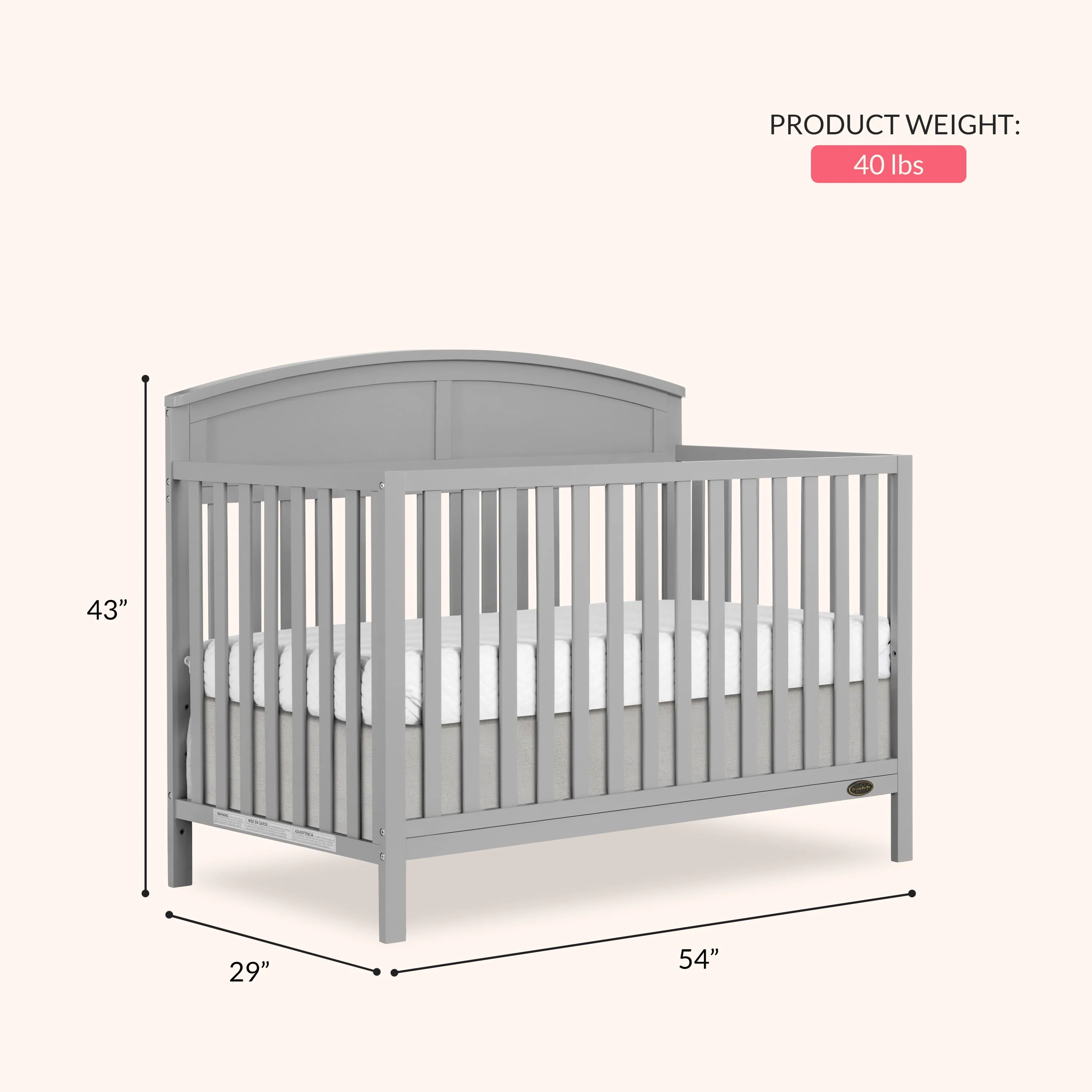 Storybrooke 5 in 1 Convertible Crib - Pebble Grey - Image 5