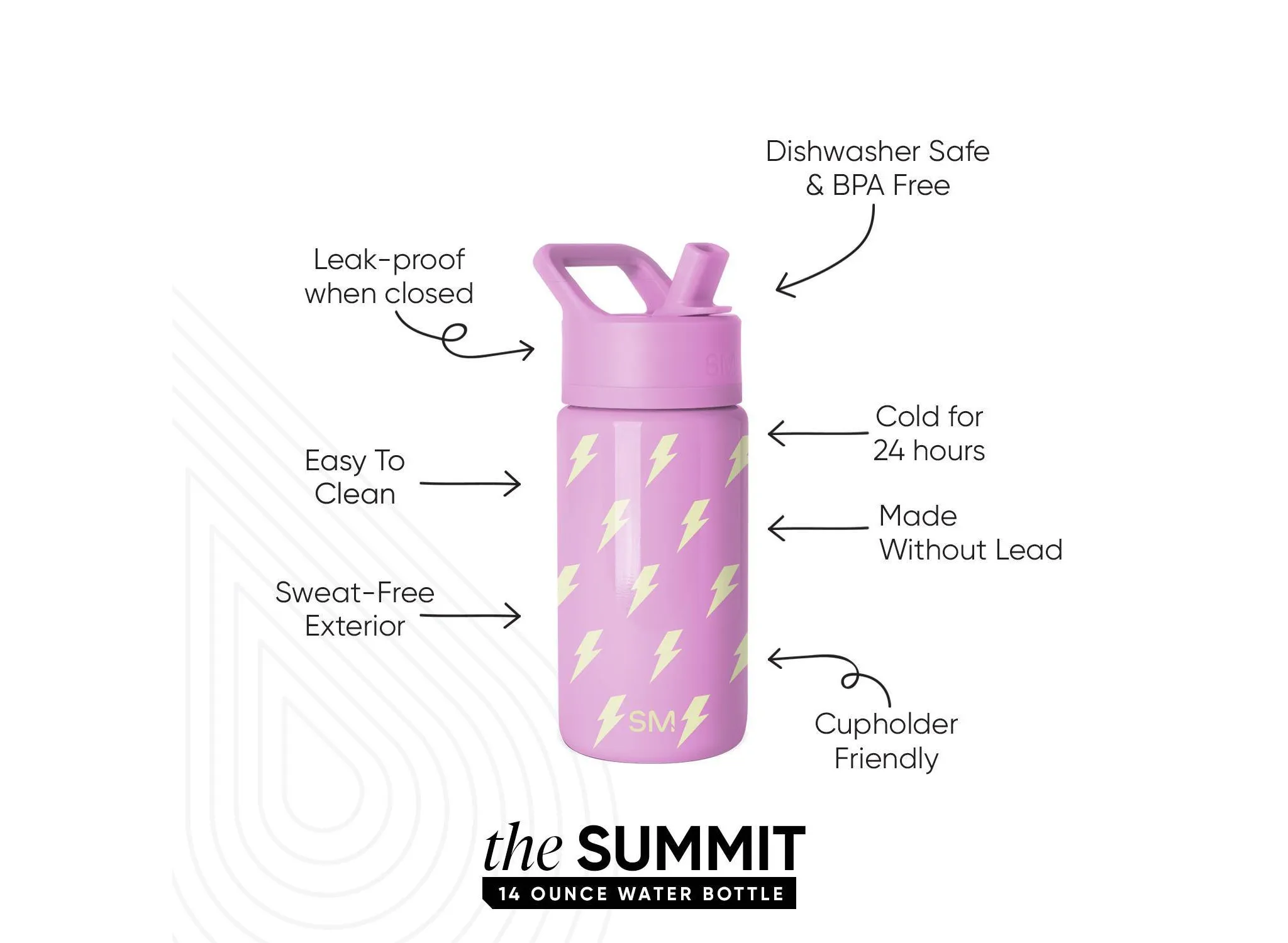 Summit Water Bottle with Straw Lid - Purple - Image 2