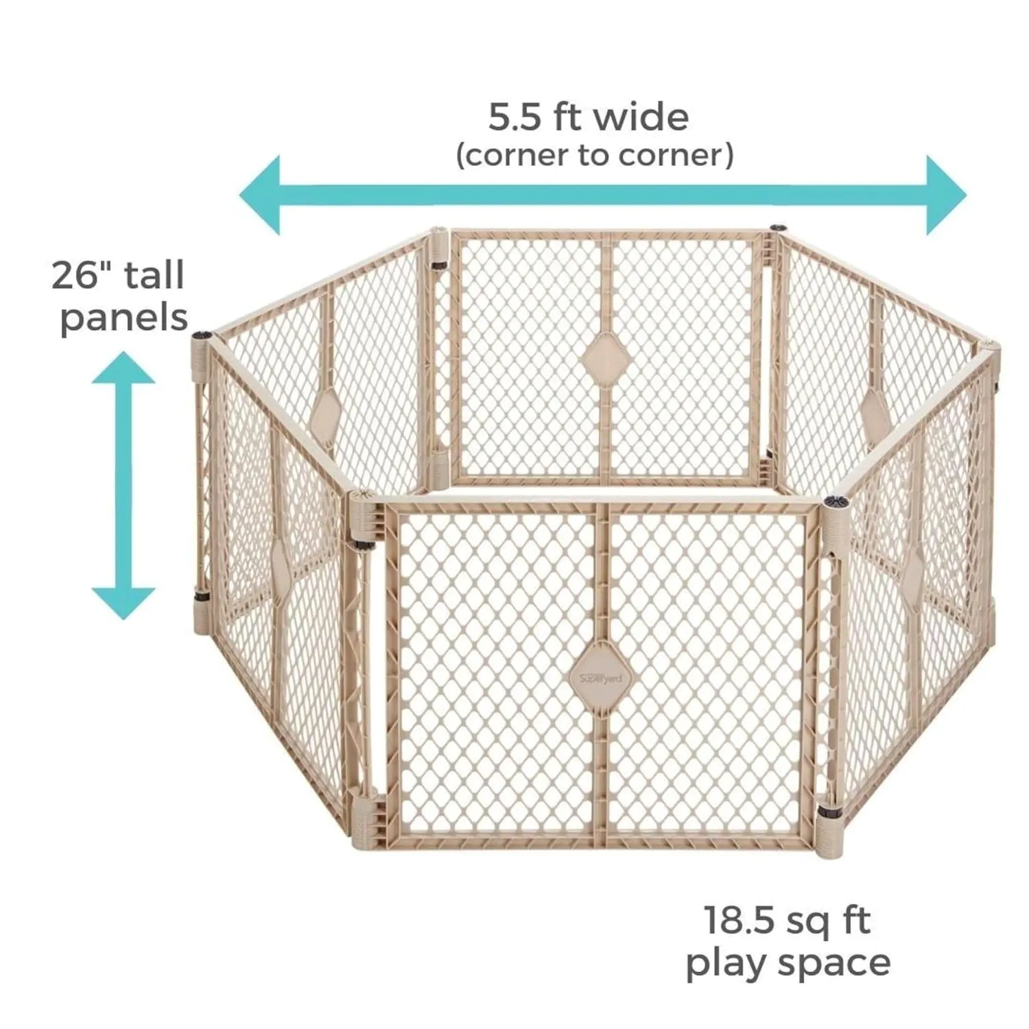 Superyard 6 Panel Free Standing Play Yard - Image 4